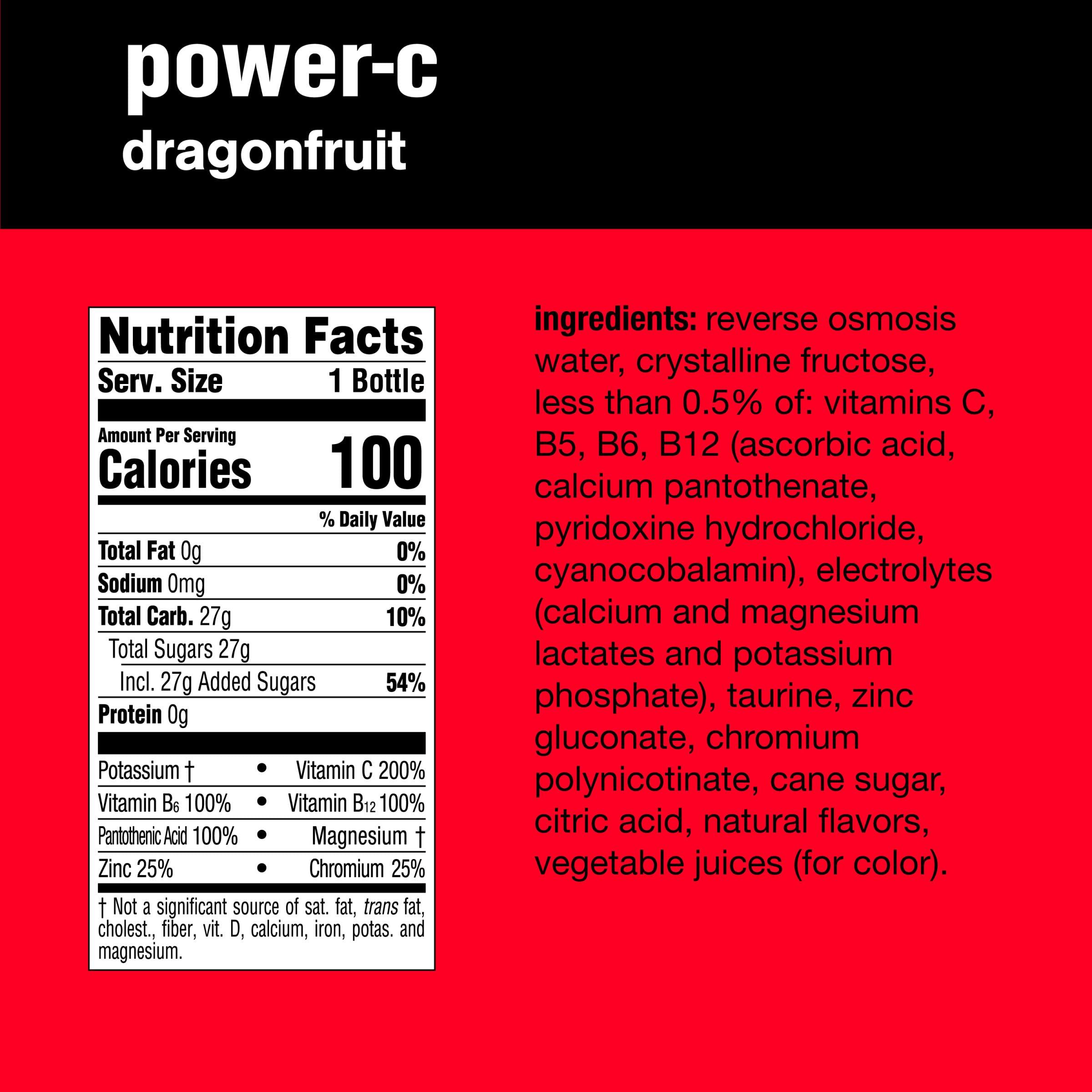 vitaminwater power-c electrolyte enhanced water w/vitamins, dragonfruit drinks, 20 fl oz, 12 Pack - Image 2