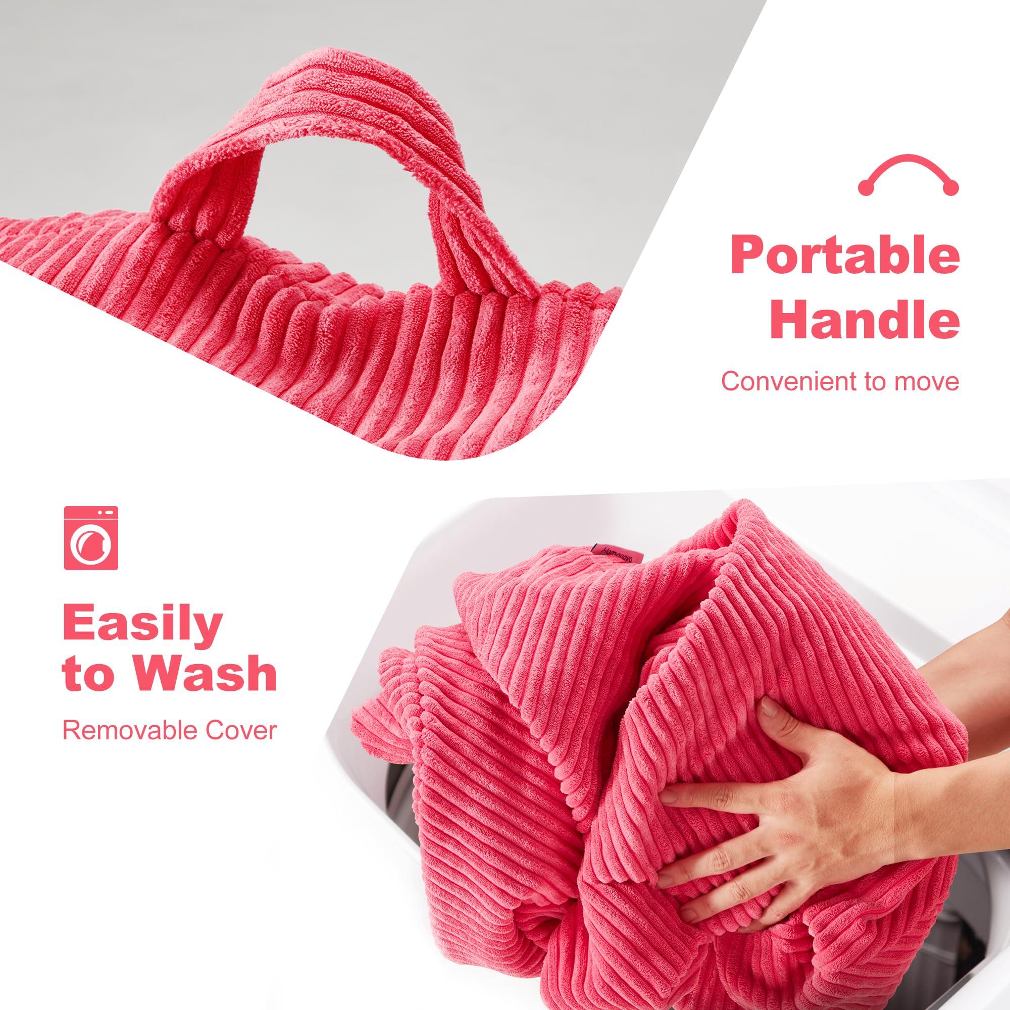 Homguava Bean Bag Chair: Teardrop Bean Bags with Memory Foam Filled, Compact Beanbag Chairs Soft Sofa with Corduroy Cover (Pink) - Image 6