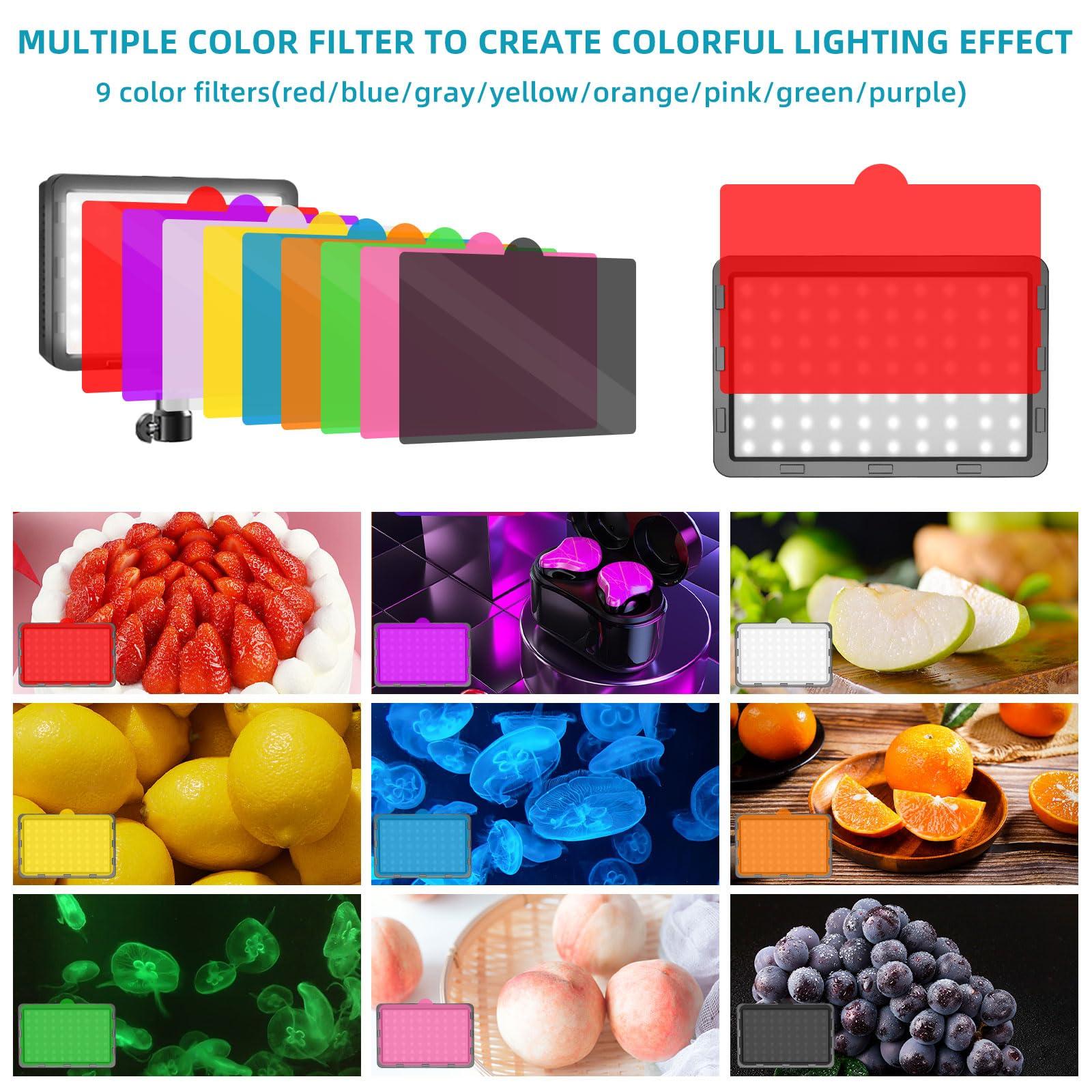 LED Video Light Kit 2Pcs, Hagibis Studio Lights 18 Color Filters for Photography Lighting with Adjustable Tripod Stand Streaming Lights for Photo Camera Recording Computer Zoom Stream TikTok YouTube - Image 2