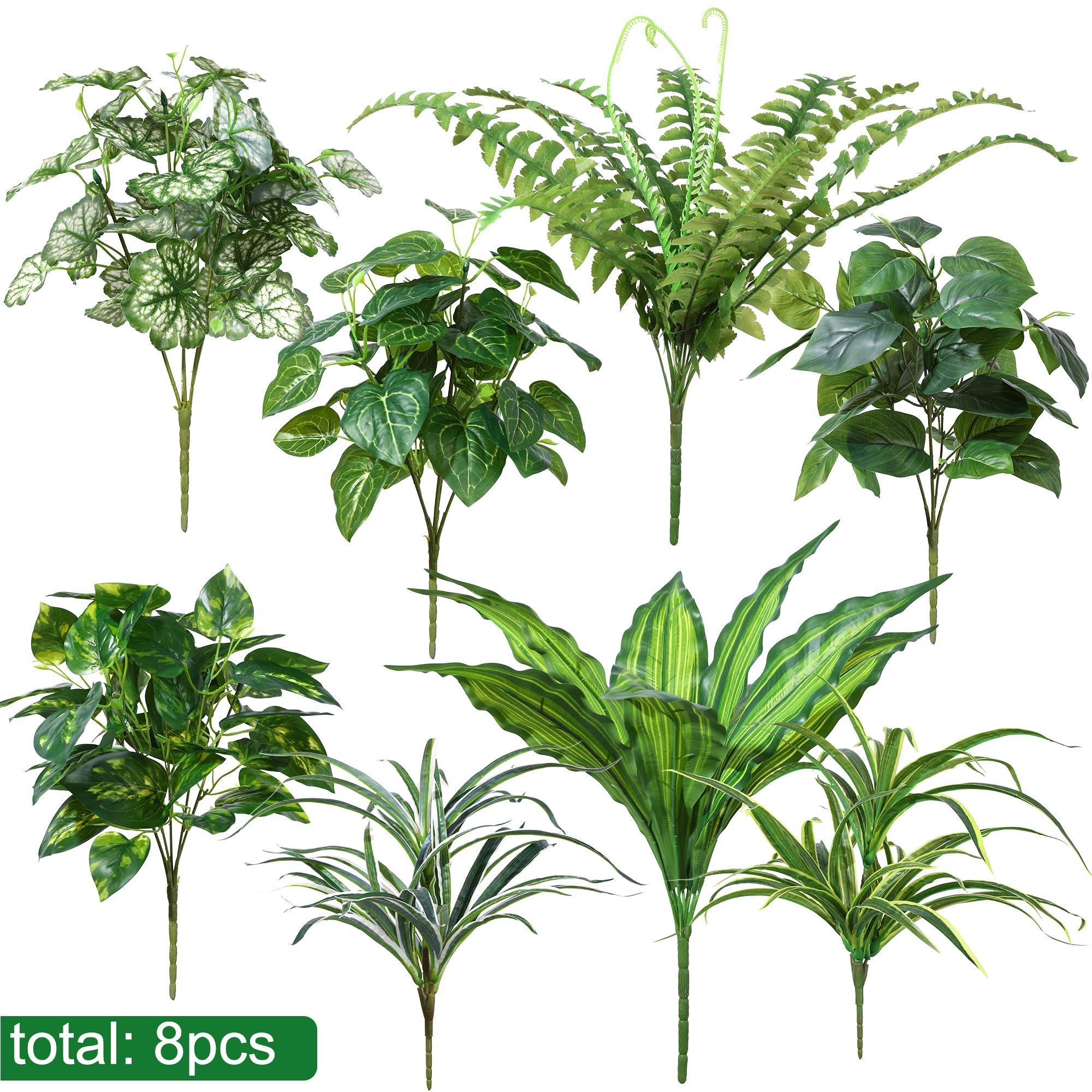 Starttag Artificial 8 Large Bunches Greenery Plants Fake Plastic Leaves with Stems UV Resistant Outside Faux Plants Bushes for Outdoor Patio Garden Front Porch Yard Decor - Image 3