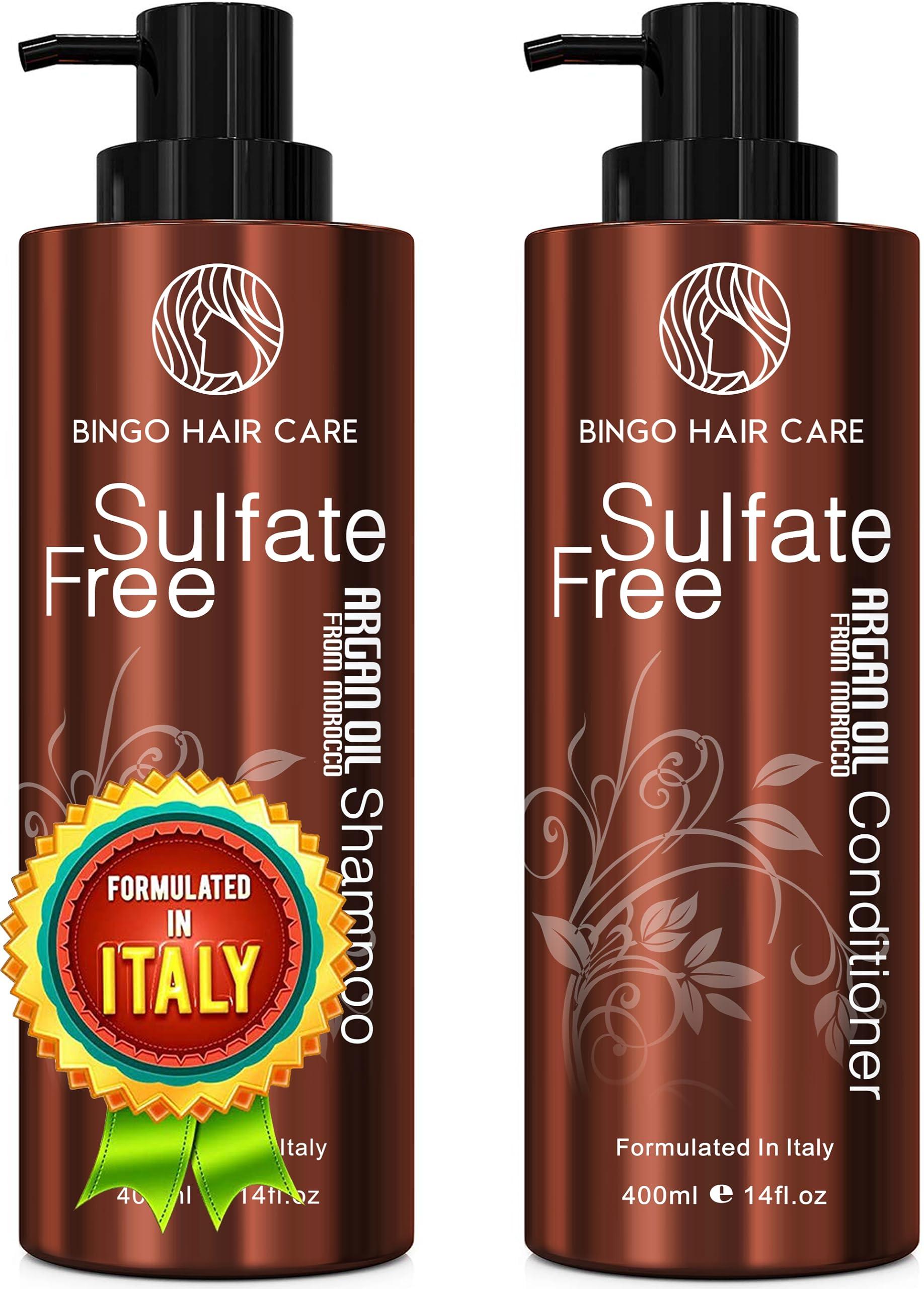 Moroccan Argan Oil Shampoo and Conditioner Set - Sulfate Free, Anti Frizz Hydrating Care for Women - Deep Moisturizing Treatment for Color, Keratin Treated, Curly, Damaged and Dry Hair - Image 1