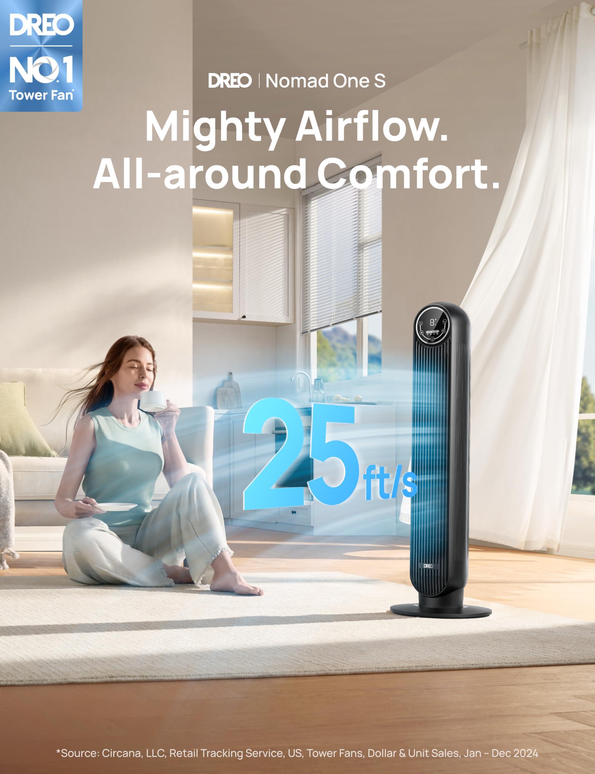 Dreo Tower Fan for Bedroom, Smart Oscillating Quiet Floor Fans, Standing Bladeless Fan with Remote and WiFi Voice Control, 4 Modes, 4 Speeds, 8H Timer, 28dB, Works with Alexa/Google - Image 2