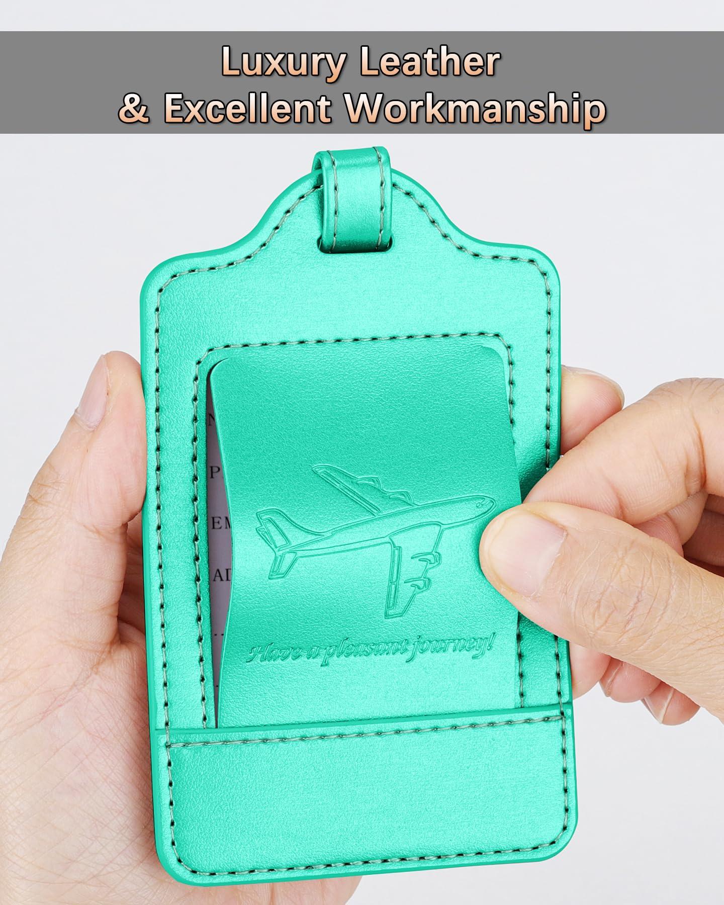Teskyer Luggage Tags, 3 Pack Premium PU Leather Luggage Tags Privacy Protection Travel Bag Labels Suitcase Tags - Image 5