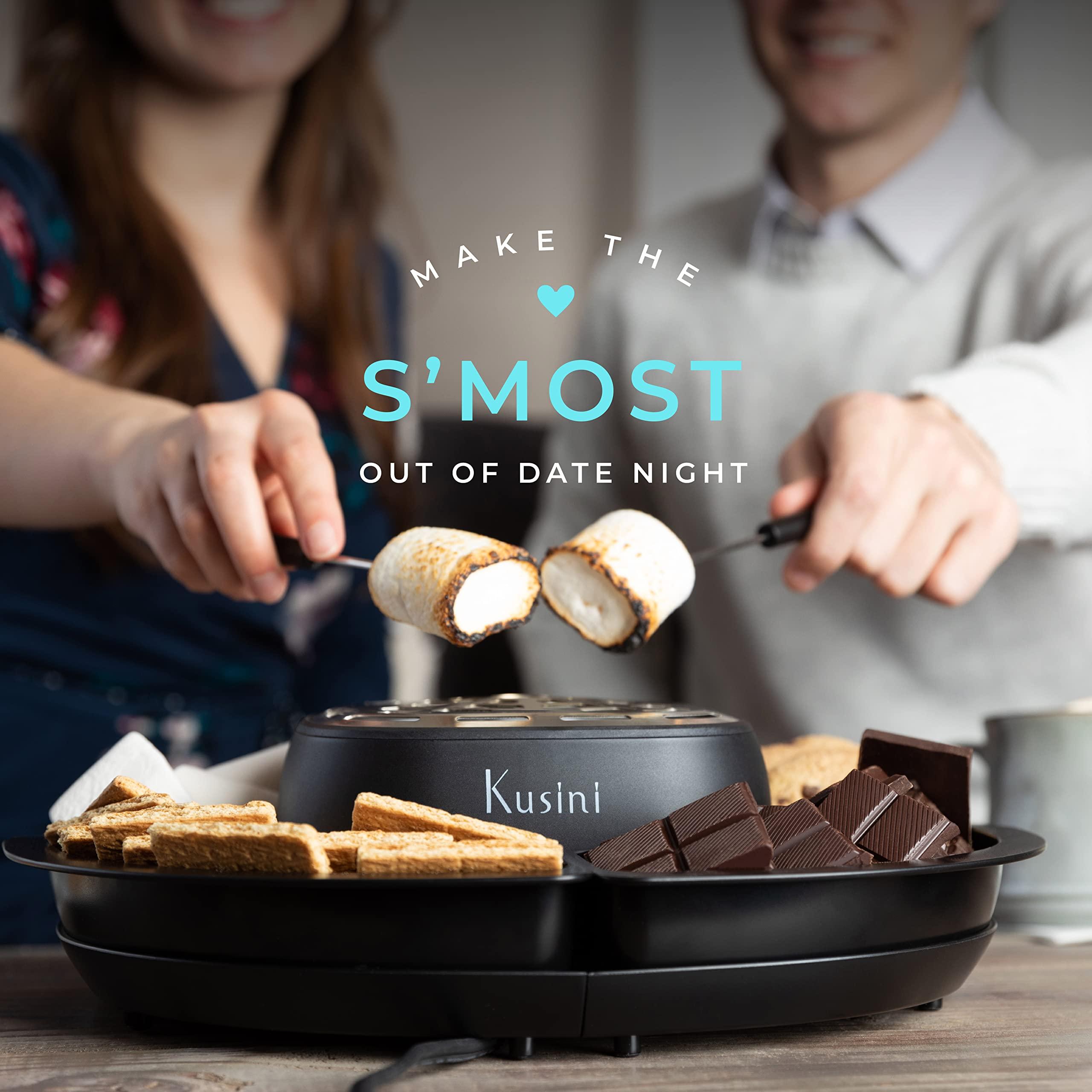 Kusini Smores Maker Tabletop Indoor - Flameless Electric Marshmallow Roaster – 4 Detachable Trays & 4 Roasting Forks – Gift Set & Date Night Idea. Movie Night Supplies & Housewarming Gift - Image 4