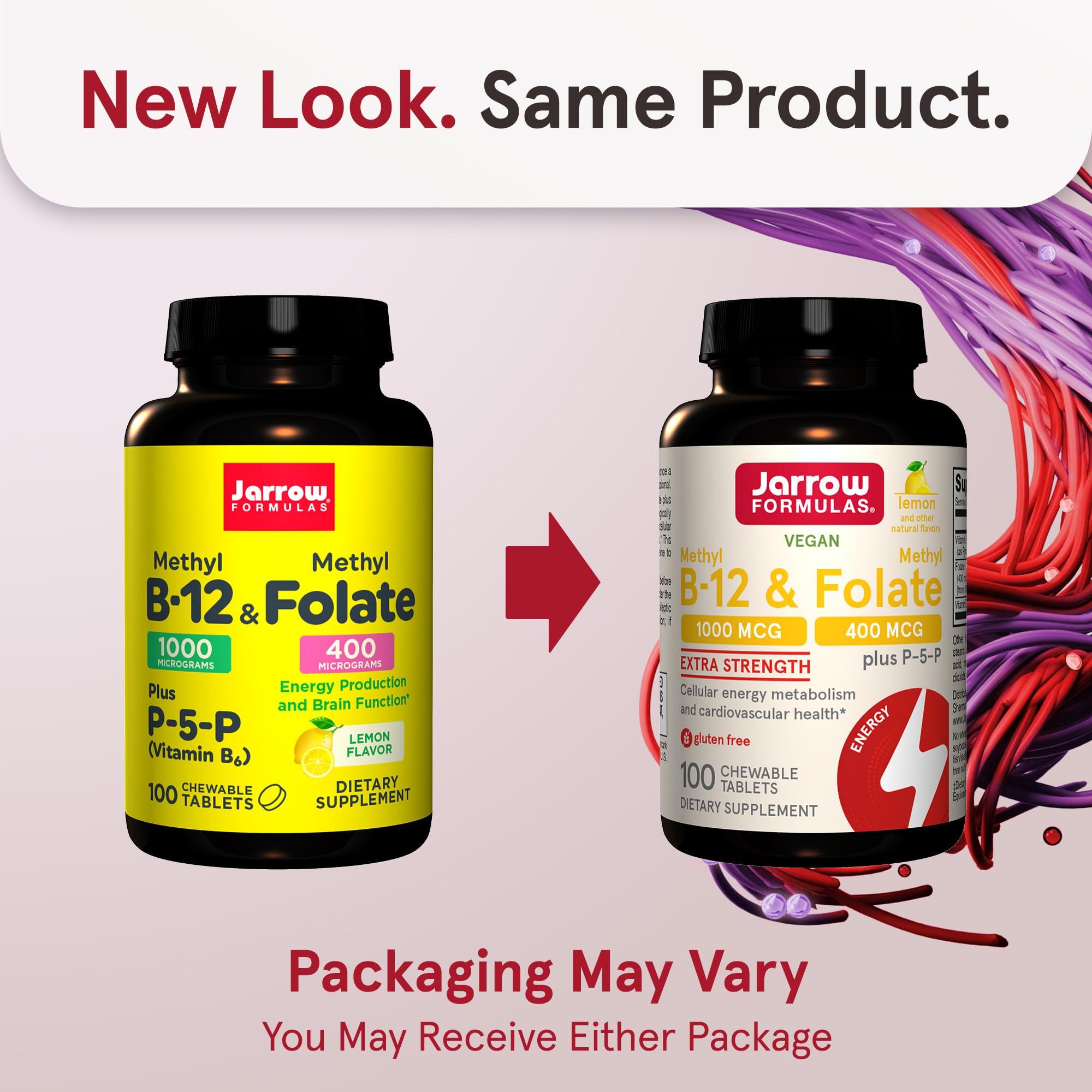 Jarrow Formulas Methyl B-12 1000 MCG and Methyl Folate 400 MCG, Extra Strength, Cellular Energy Metabolism and Cardiovascular Health Formula(1) With P-5-P, 100 Chewable Tablets, Up to a 100 Day Supply - Image 2
