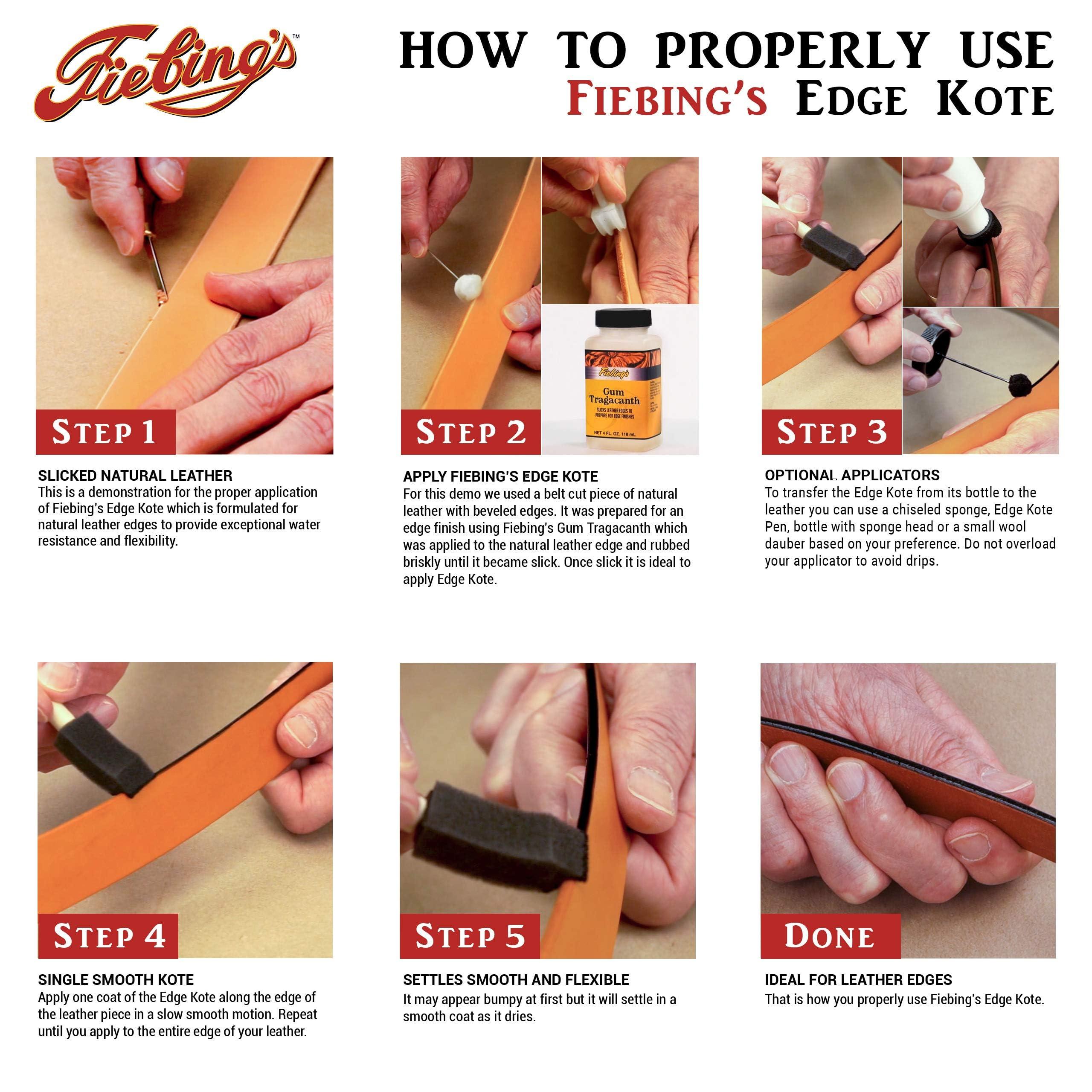 Fiebing's Edge Kote (4oz, Black) - Leather Edge Paint for Shoes, Furniture, Purses, Couches, Belts - Flexible, Water Resistant, Semi Gloss Color Coating Leather Dye to Protect Natural Edges - Image 7