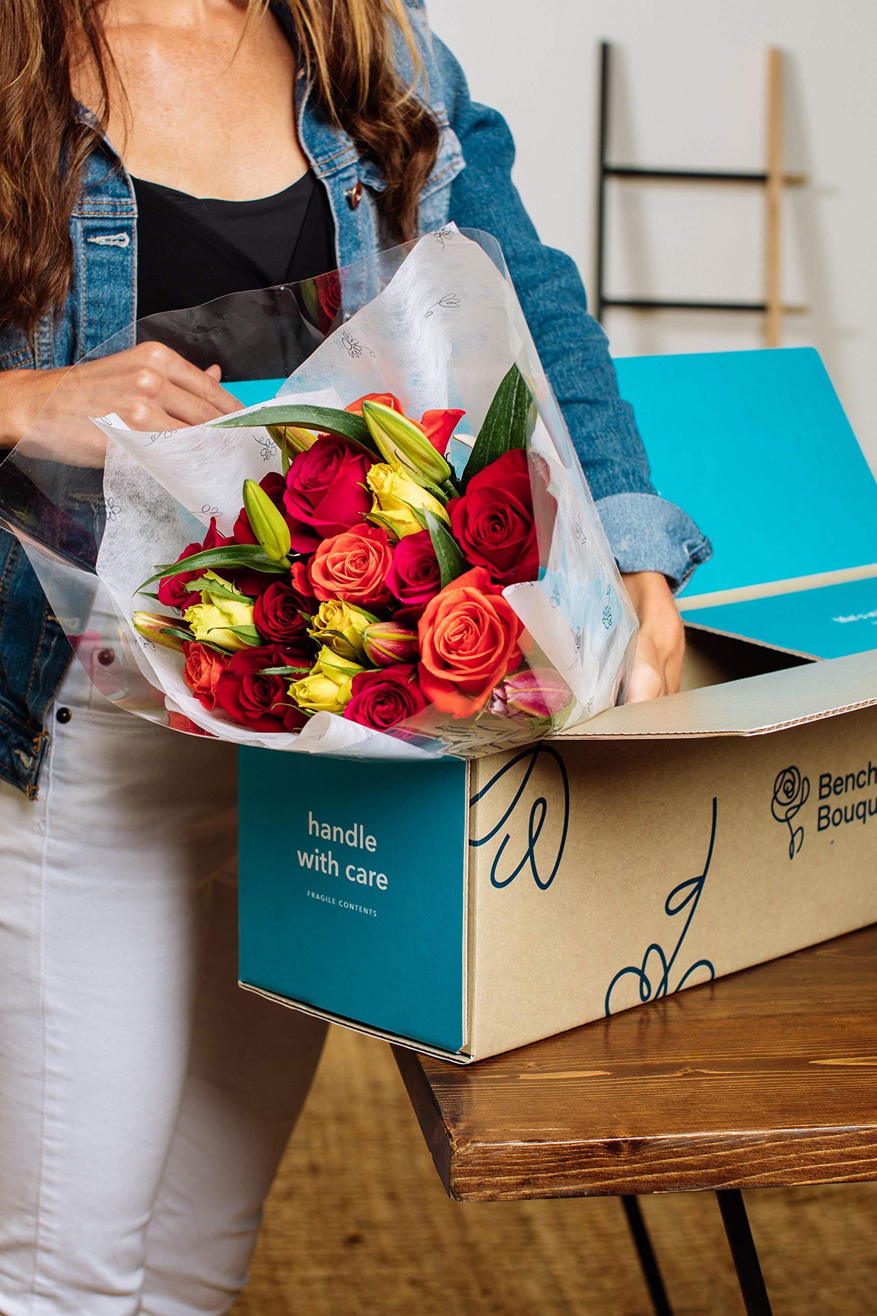 Benchmark Bouquets - Big Blooms Oriental Lilies & Roses (Glass Vase Included) - Fresh Flowers for Delivery - Gift for Graduation, Birthday, Anniversary, Sympathy, Get Well, Congratulations - Image 2