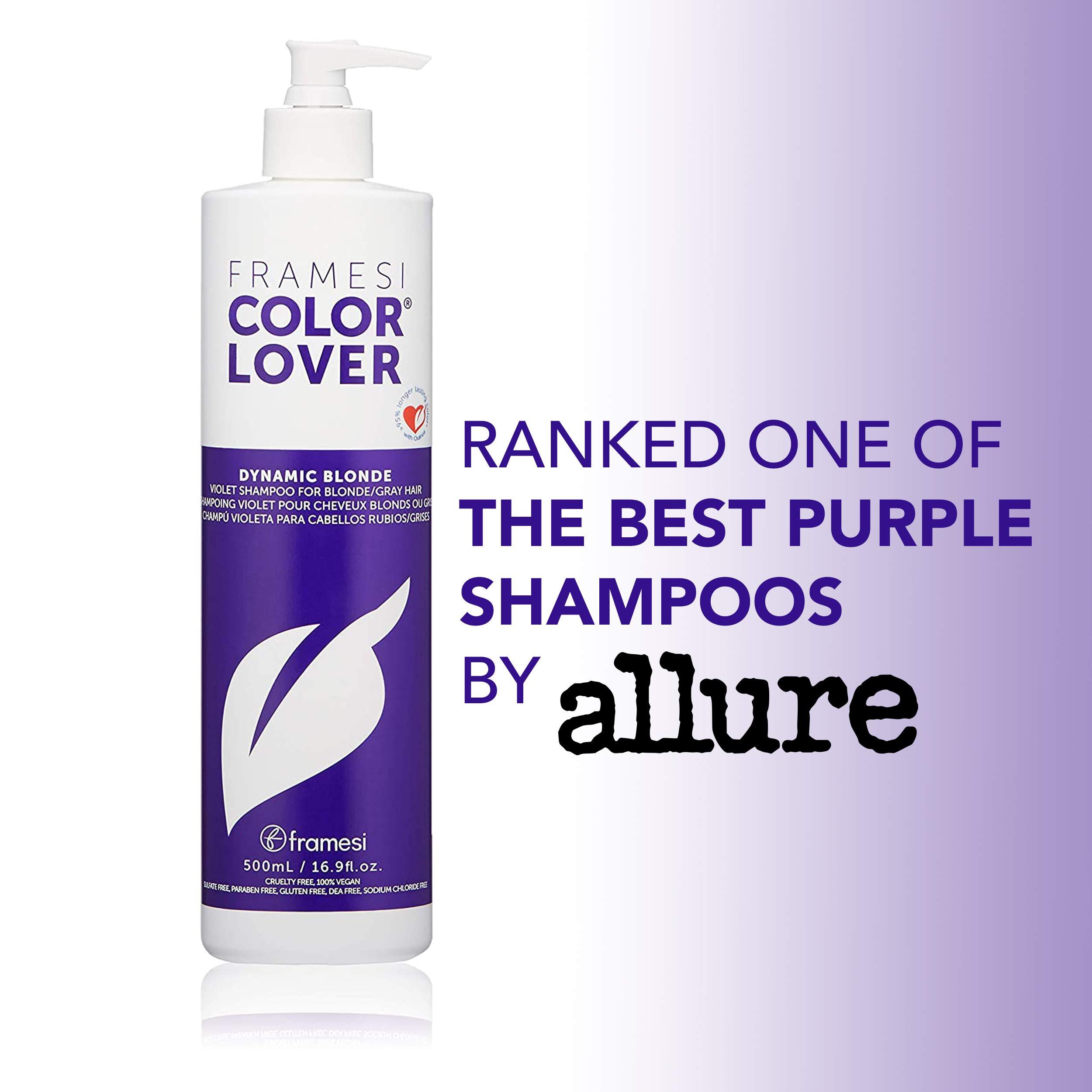 FRAMESI Color Lover Dynamic Blonde Purple Shampoo, Sulfate Free Shampoo, Color Treated Hair - Image 7