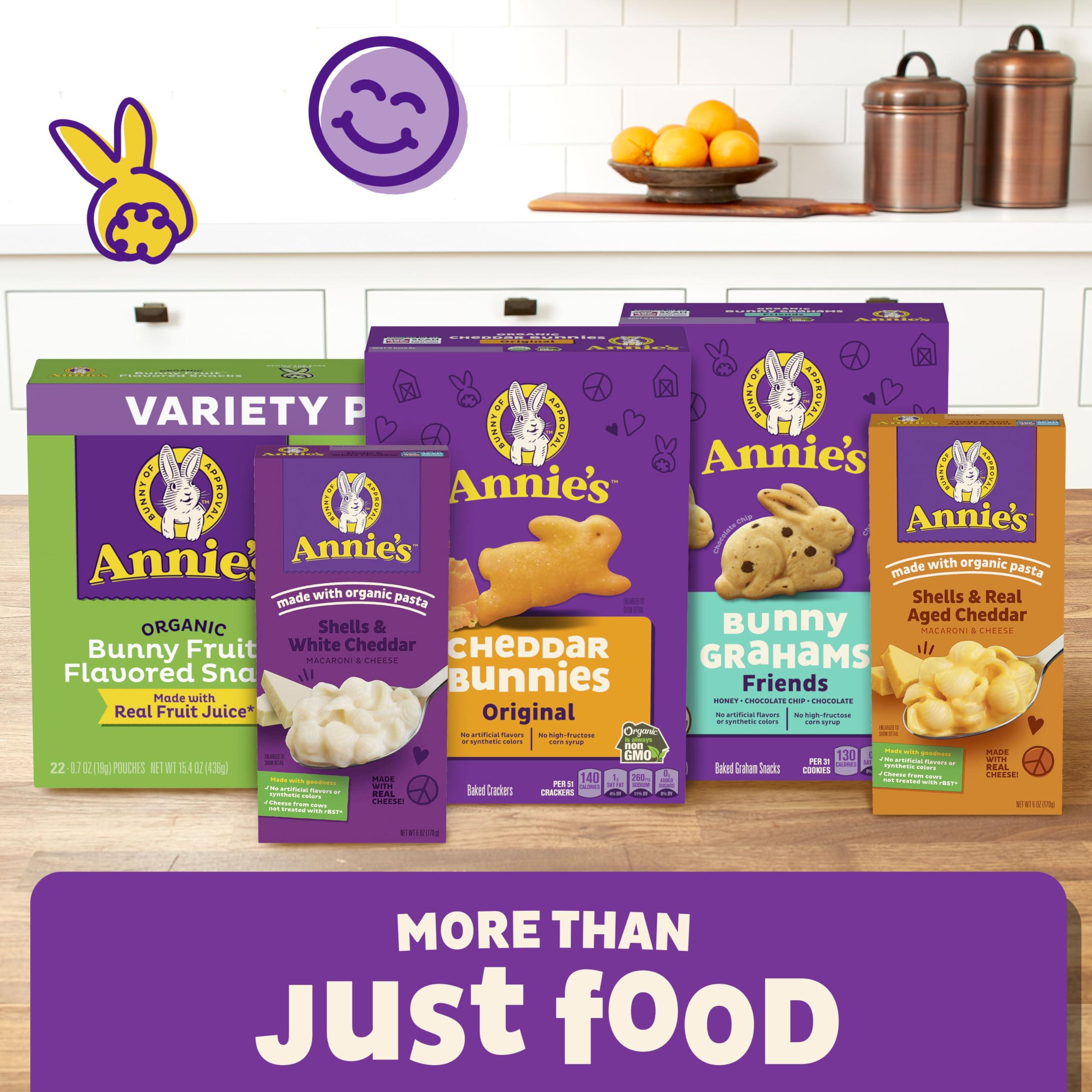 Annie's Organic Variety Pack, Cheddar Bunnies, Bunny Grahams and Cheddar Squares, 12 Pouches, 11 oz - Image 8