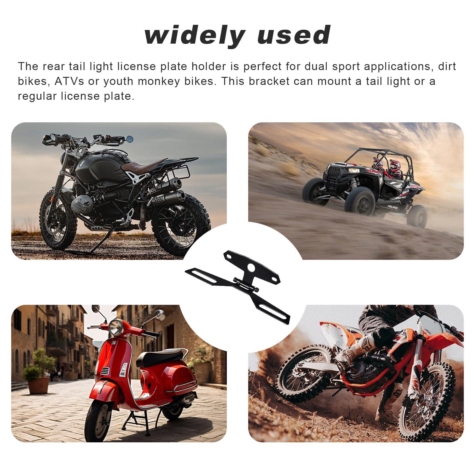 Wevdn 1 PCS Motorcycle License Plate Bracket, Adjustable Motorbike Fold License Plate Tail Light Mount Holder, Universal License Plate Holder for Scooter ATV Dirt Bike, Car Accessories - Image 6