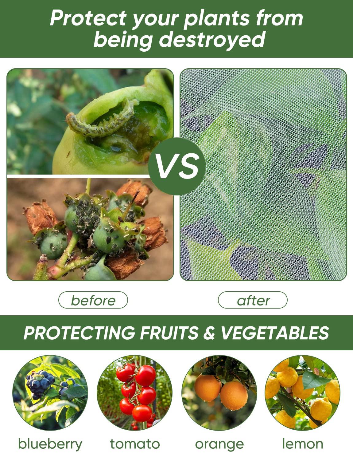 Bird Netting for Garden Protection - 4 Pack Garden Netting Pest Barrier with Drawstring,3.3Ft x 2.7Ft Mosquito Net Tomato Protective Cover Garden Plant Netting for Cicadas Vegetables Blueberry Bushes - Image 3