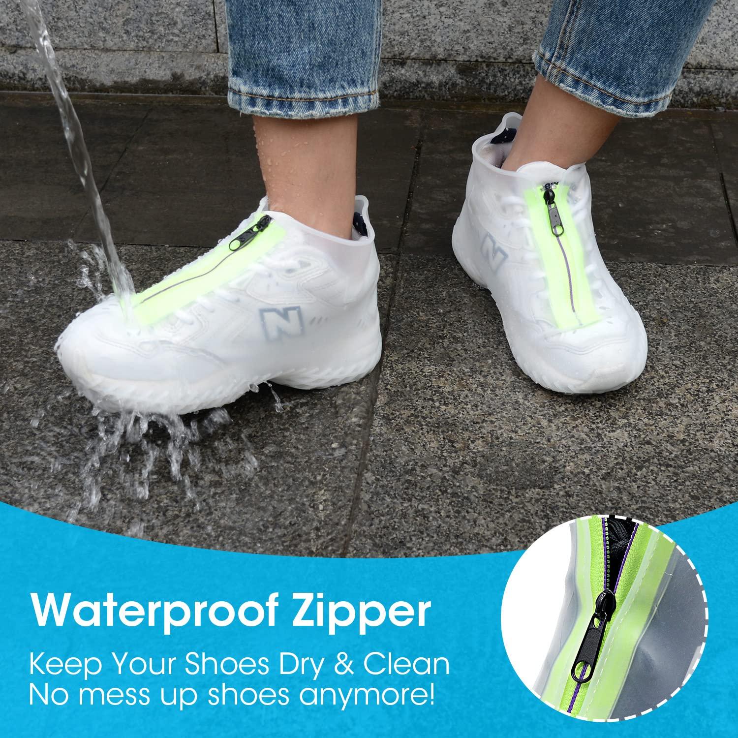 Silicone Shoe Cover Waterproof, Reusable Boot Shoes Covers with Zipper,Non Slip Rain Snow Bowling Travel Indoor Outdoor Overshoe Rubber Protectors for Men Women Kids Protection Galoshes-1 Pair - Image 3