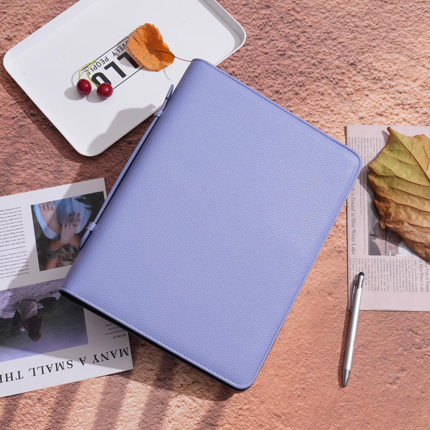 Wonderpool Travel Zippered Portfolio 3 Ring Binder A4 Padfolio Document Case with Removable Clipboard Legal Pad Holder, Business Office School Organizer for Men and Women (Purple) - Image 5