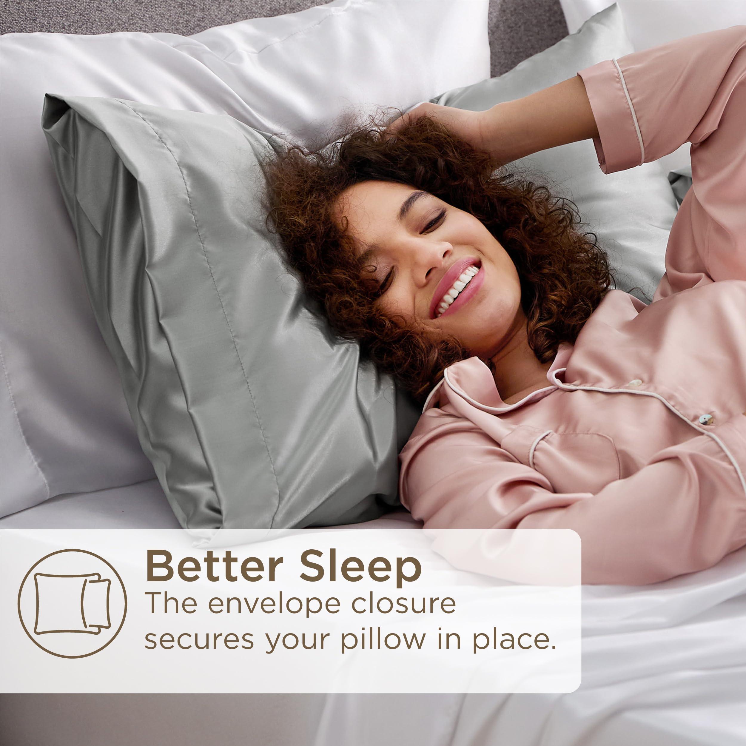 Bedsure Satin Pillowcases, Similar to Silk Pillow Cases Queen Size Set of 2, Cooling Pillow Case for Hot Sleepers with Envelope Closure, Gifts for Women Men, Silver Grey, 20x30 Inches - Image 5