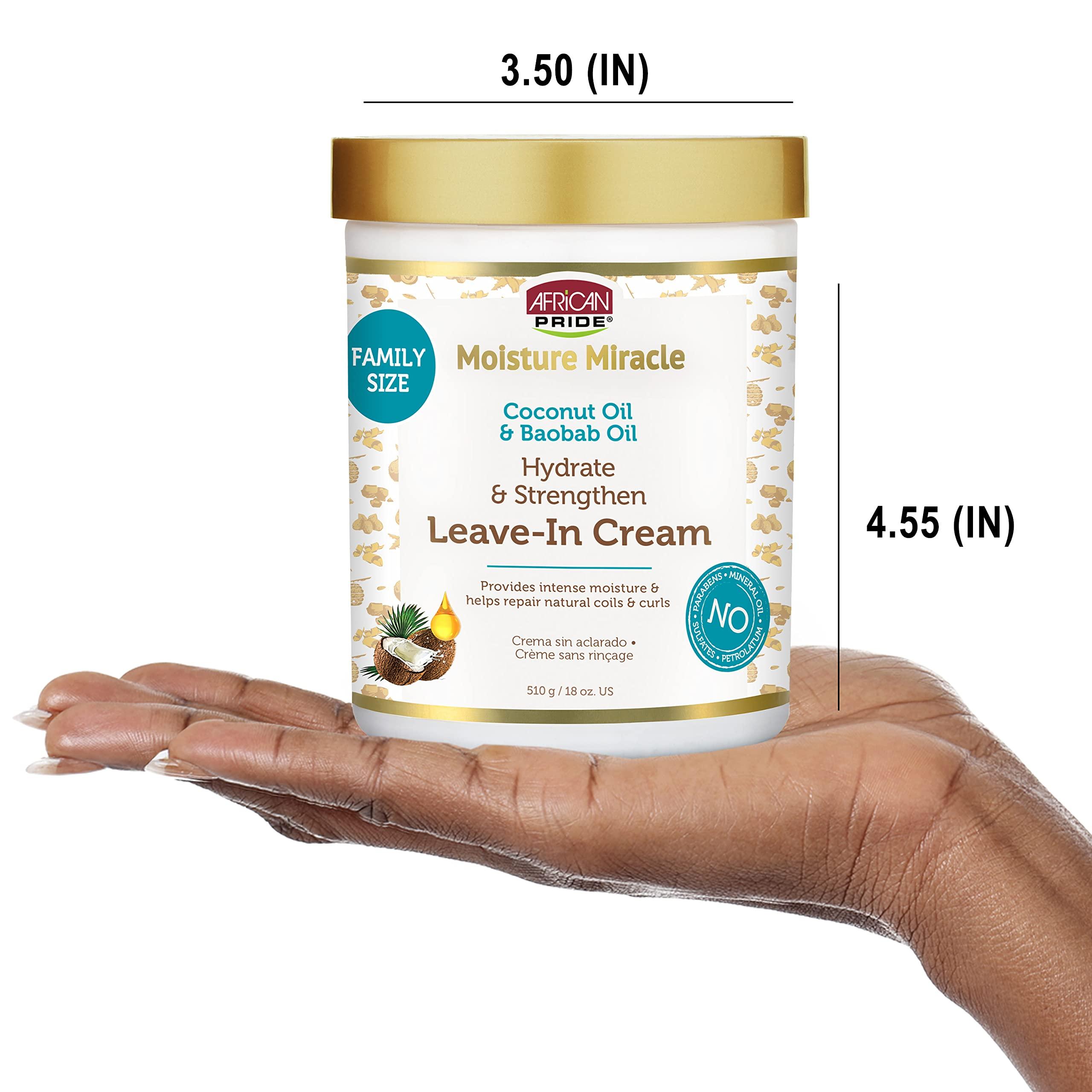 African Pride Moisture Miracle Coconut Oil & Baobab Oil Leave-In Hair Cream - Provides Intense Moisture & Helps Repair Natural Coils & Curls, Hydrates & Strengthens, 18 oz - Image 6