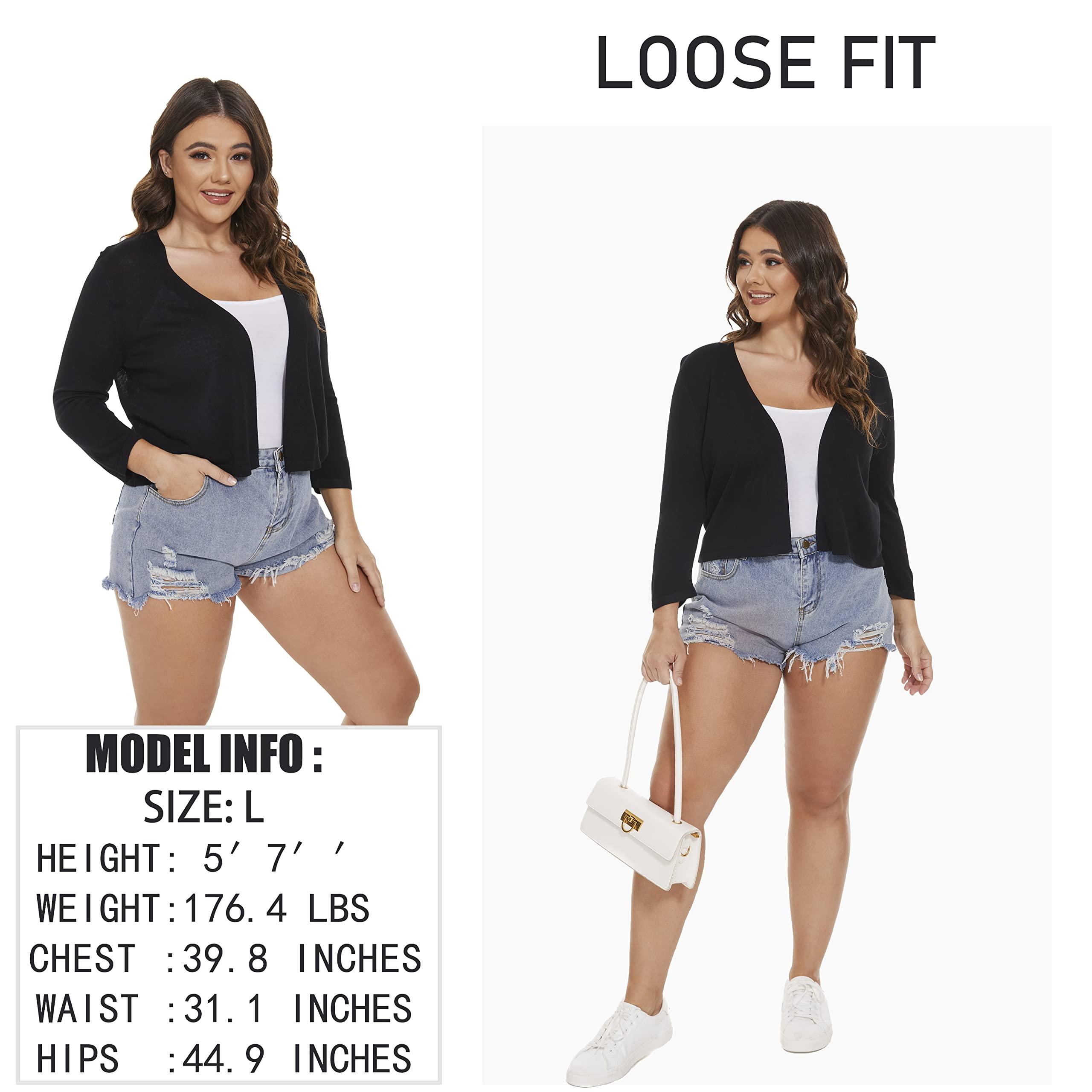 Satuun Women's 3/4 Sleeve Bolero Shrugs Lightweight Open Front Cropped Cardigan Sweaters - Image 4