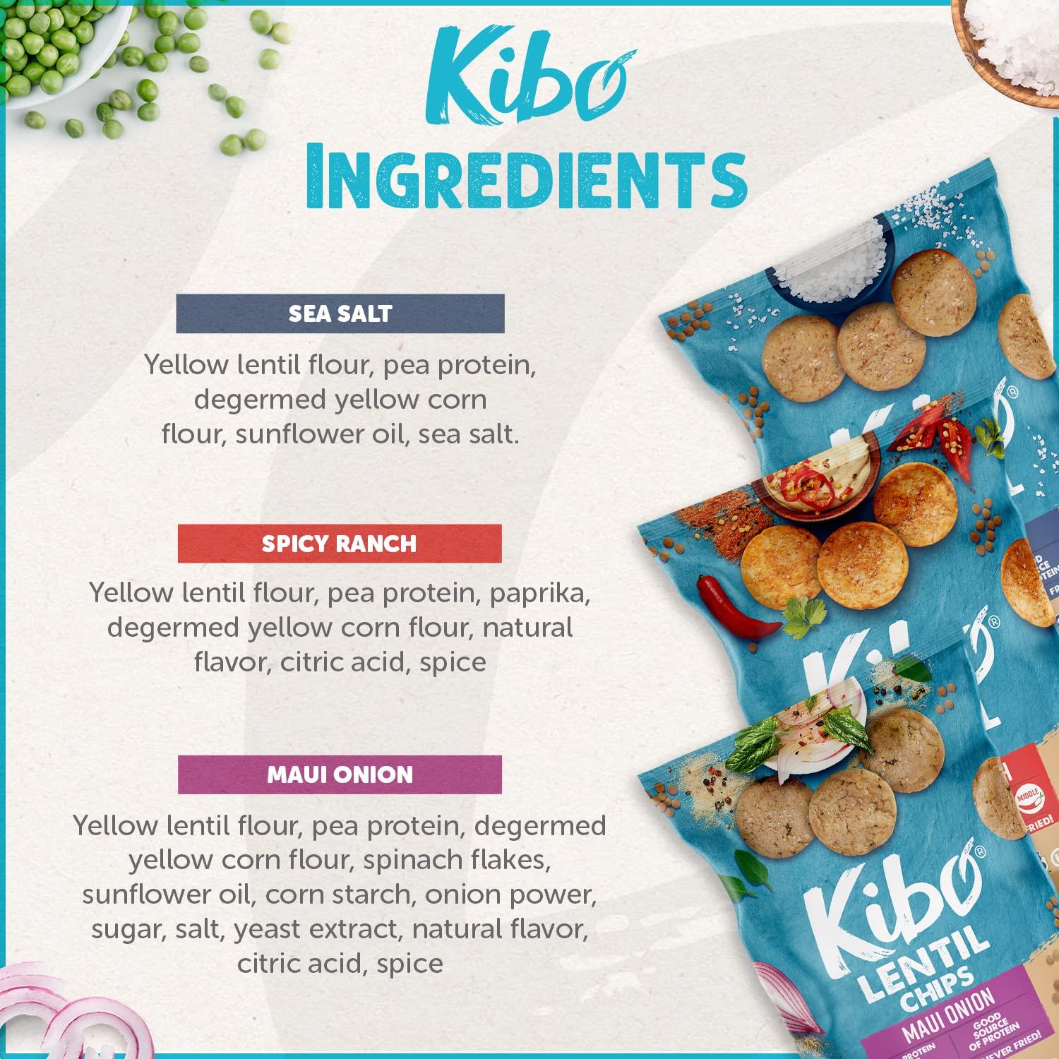 Kibo Lentil Chips Variety Pack - Gluten-Free, Vegan, Non-GMO, Plant-Based - Maui Onion, Sea Salt, Spicy Ranch, Made with Real Veggies - 28g, 12 Pack - Image 5