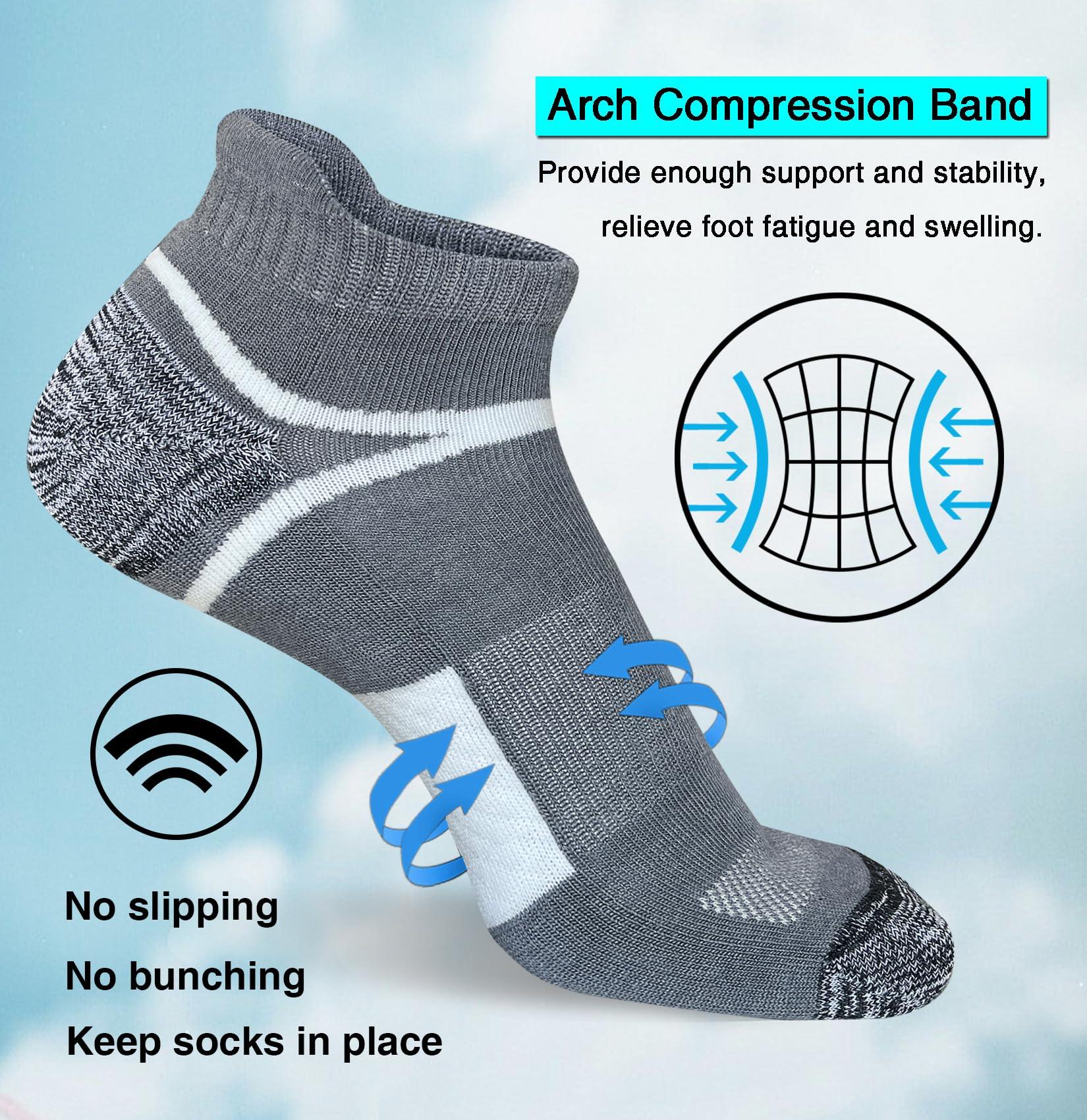 suaskk Men's Athletic Cushioned Ankle Socks Comfort Wicking Anti-Blister Running Sock 5 Pairs - Image 5