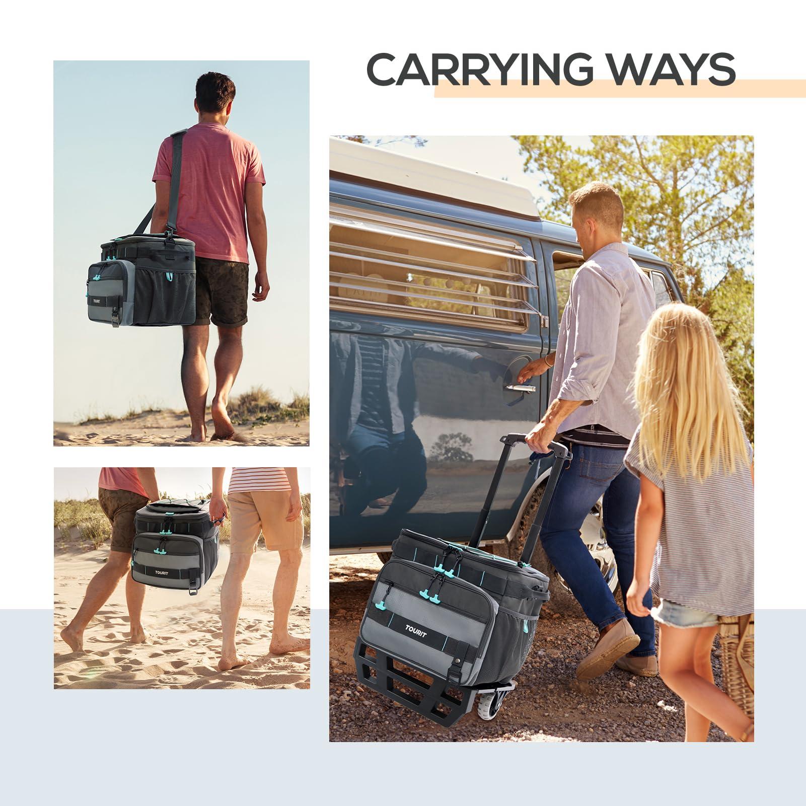 TOURIT Collapsible 48-Can Leak-Proof Insulated Rolling Cooler with All-Terrain Cart, Upgraded Fixtures and New Wheels Suitable for Beach, Picnic, Shopping - Image 7