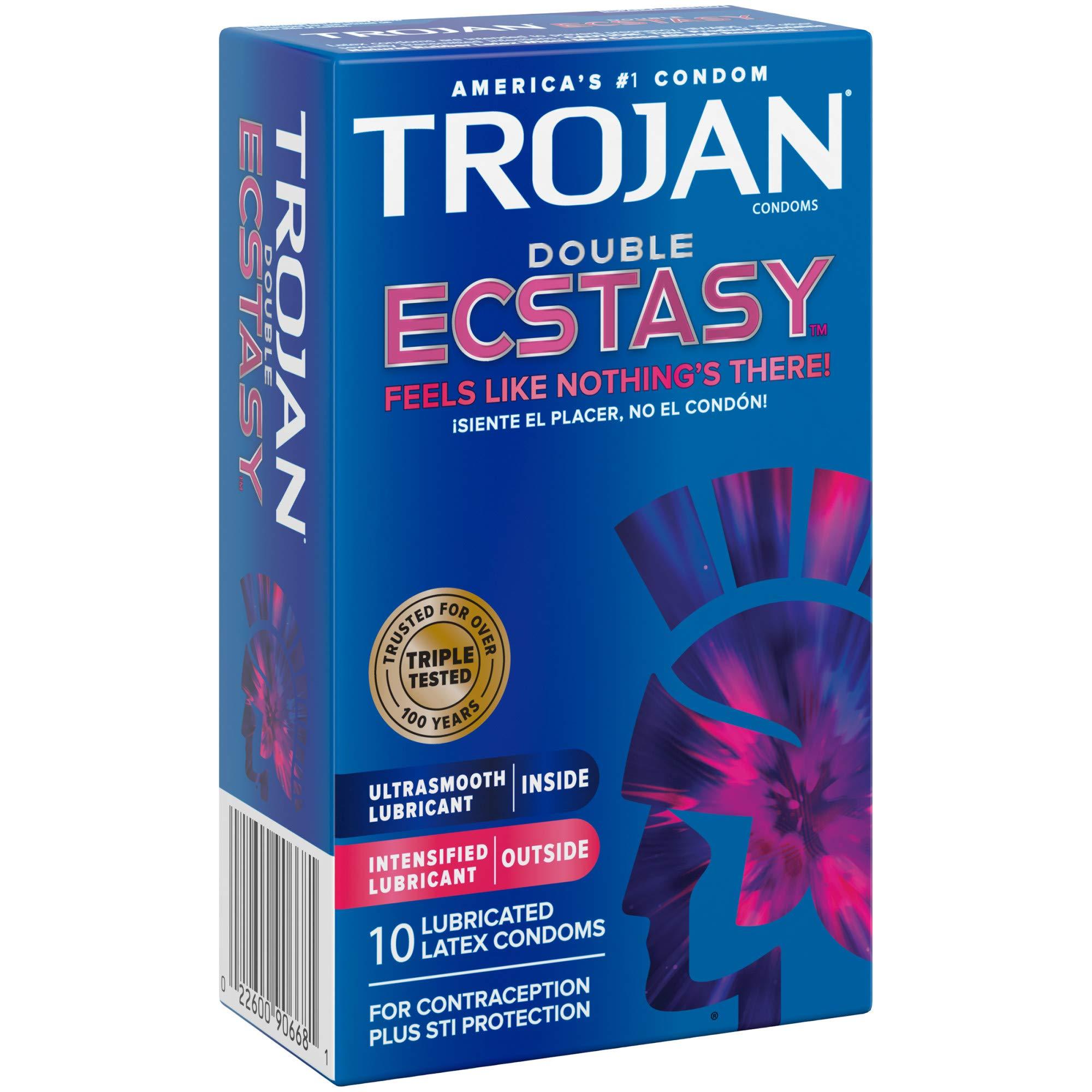 Trojan Double Ecstasy Lubricated Condoms - 10 Count - Image 13