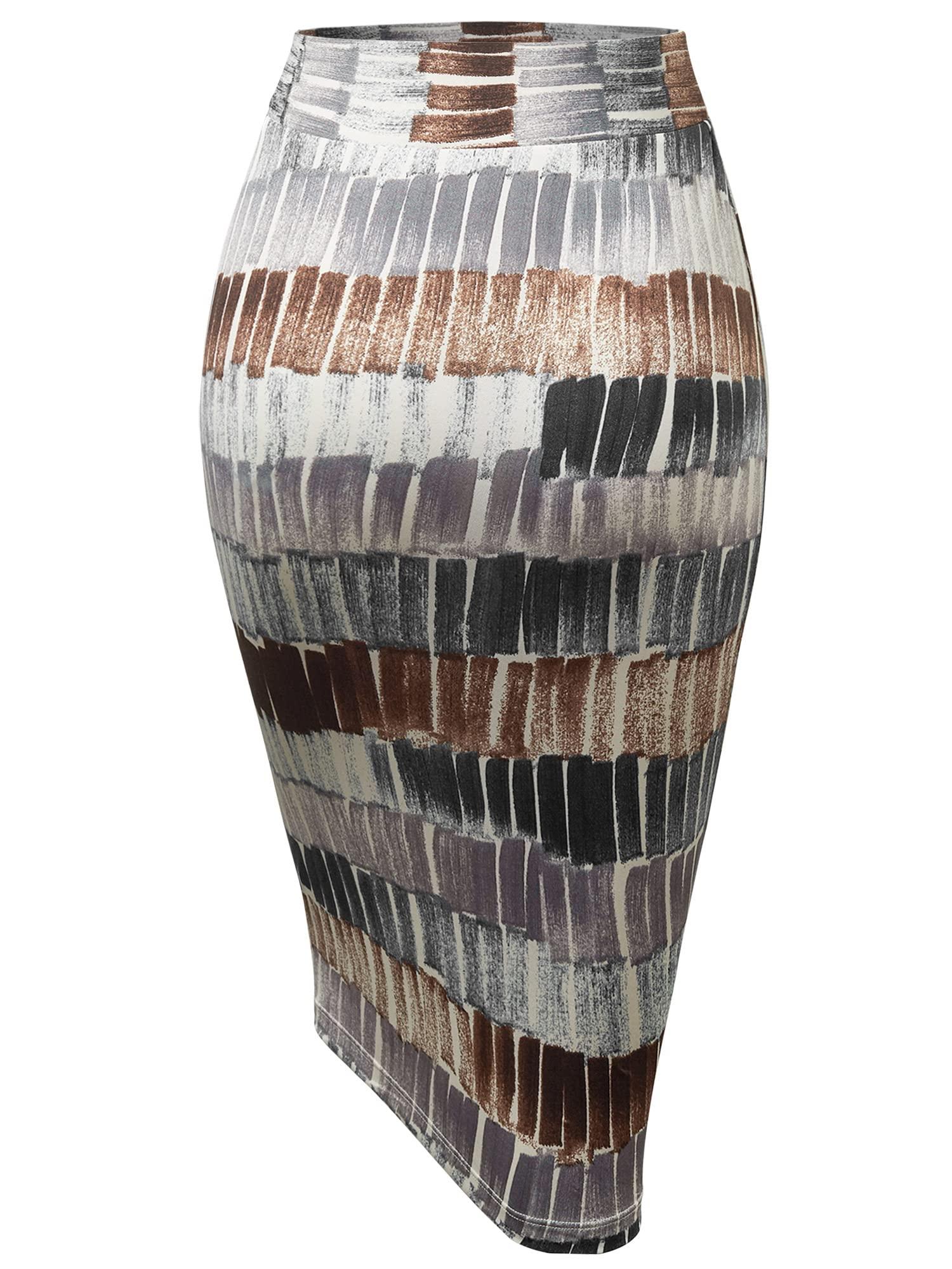 Made By Johnny Women's Premium Scuba Stretch High Waist Pencil Skirt Below Knee for Office Wear - Image 3