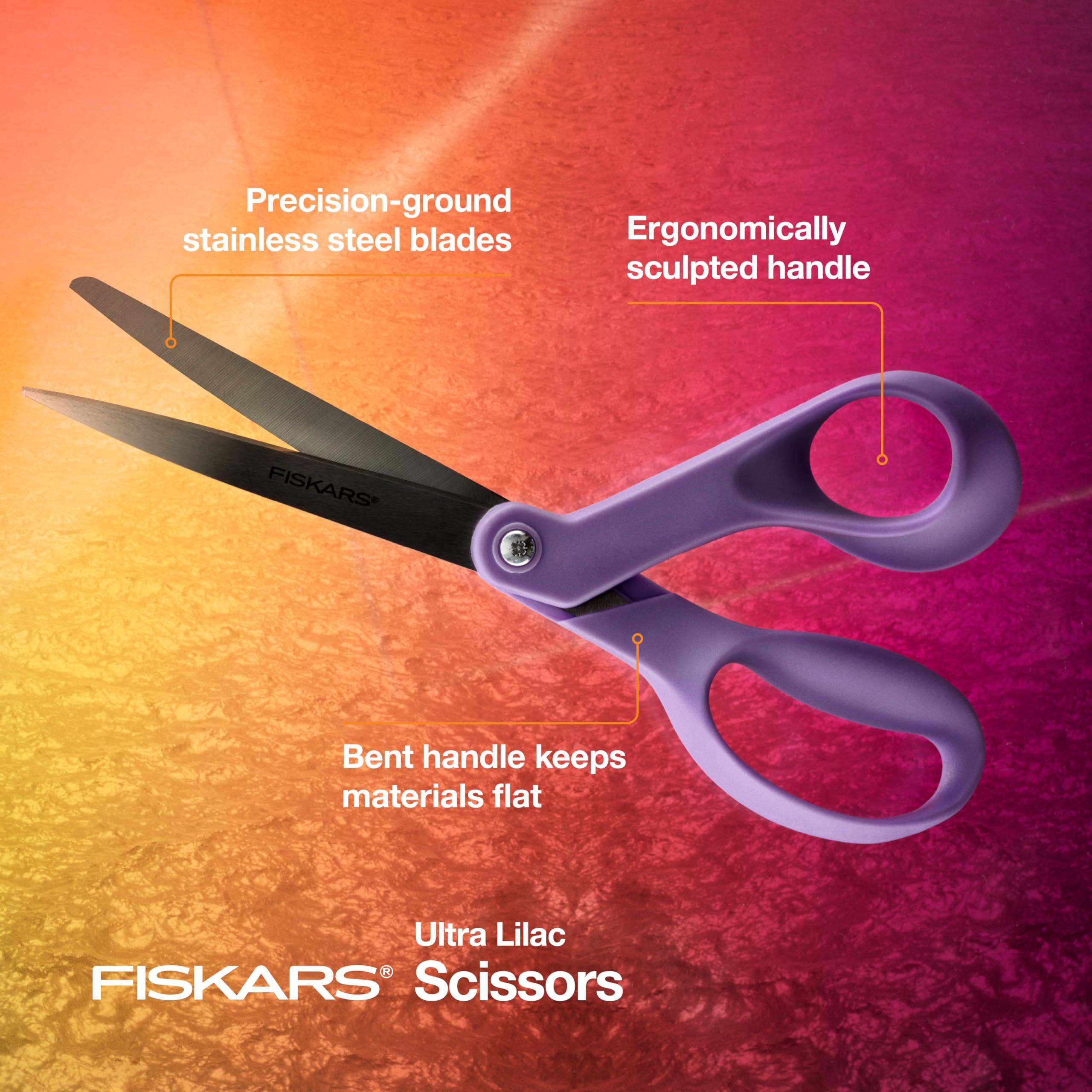Fiskars Ultra Lilac Scissors, Explore Design Collection, High-Grade Stainless Steel Blades and Ergonomic Handles for Arts and Crafts - Image 3
