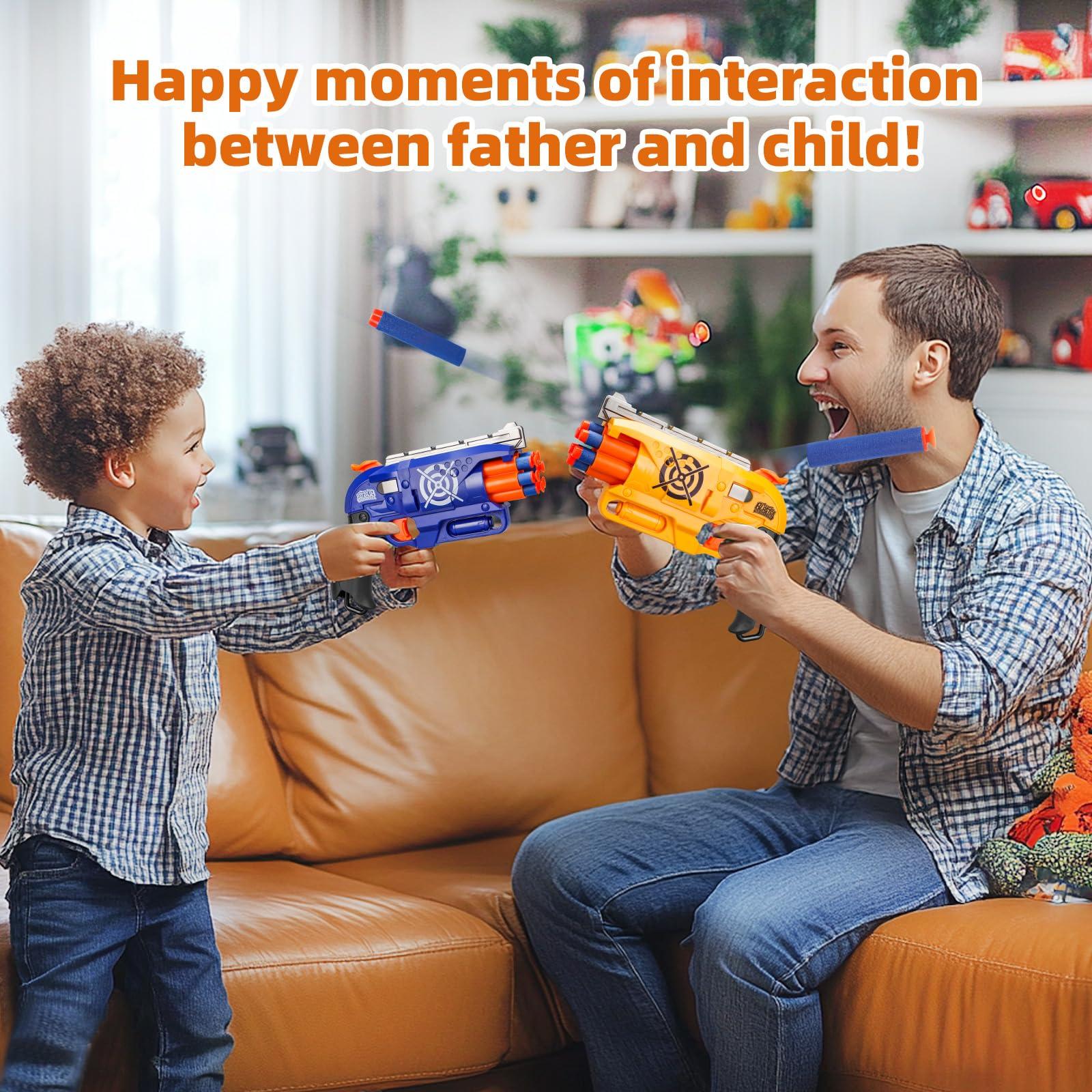 2 Pack Blaster Guns Boys Toy for 3+ Year Old Kids, 80 Soft Foam Darts Bullets, 2 Targets & 2 Wrist Strap, Gun Toys Gifts for Ages 8-12,Christmas Stocking Stuffers Party Supplies for Toddler Orange - Image 6
