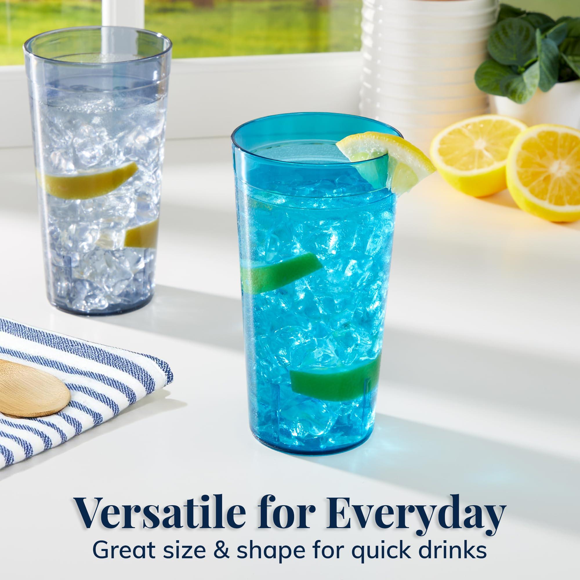 US Acrylic Cafe Plastic Reusable Tumblers (Set of 16) 20-ounce Water Cups Coastal Colors | Restaurant Style Drinking Glasses Value Set, Stackable, BPA-free, Made in the USA | Top-rack Dishwasher Safe - Image 2