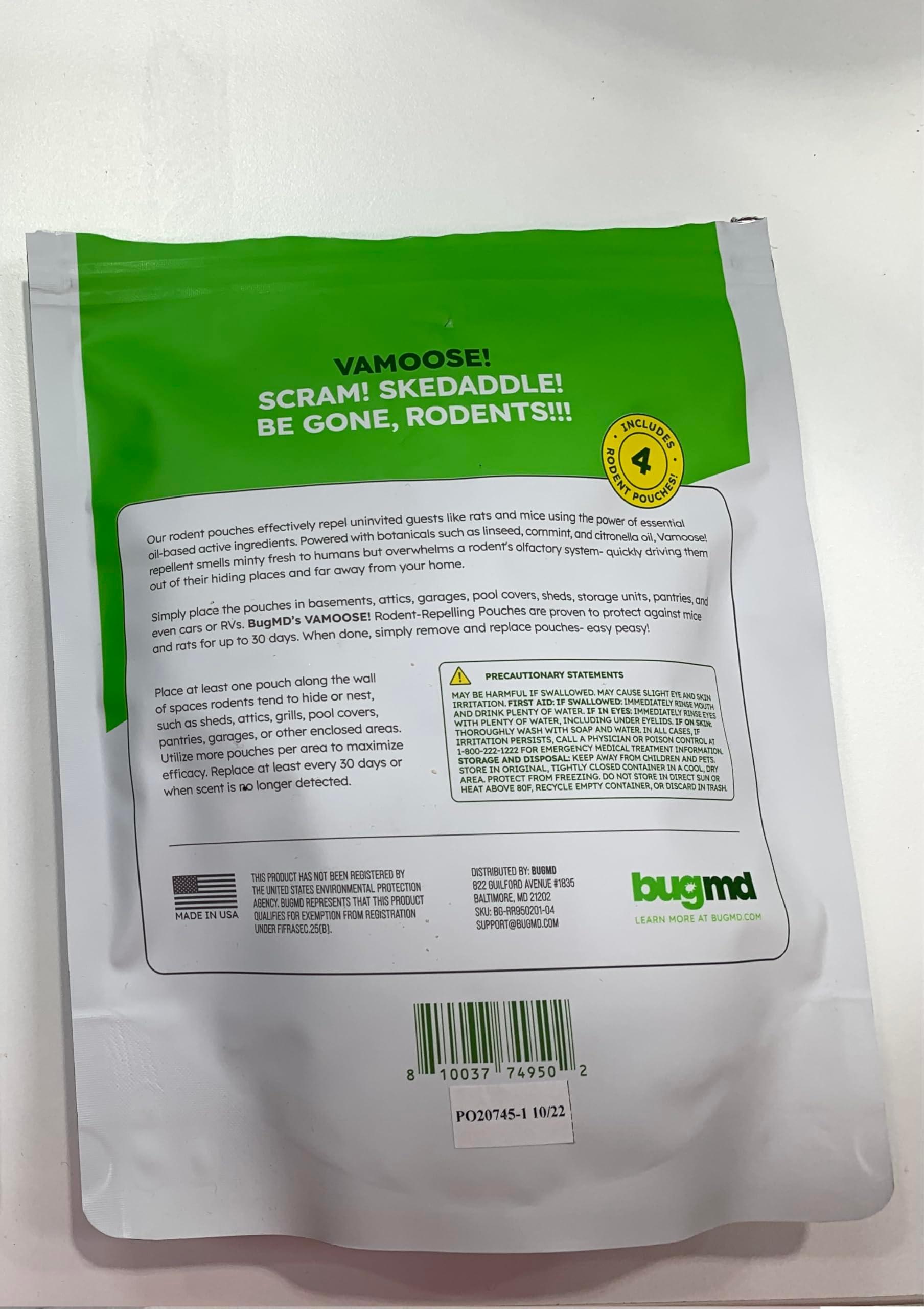 BugMD Vamoose Rodent Repellent Pouches (1 Pack, 4 Pouches) and BugMD Peppermint Oil Spray for Rodents - 16oz Bundle - Image 4