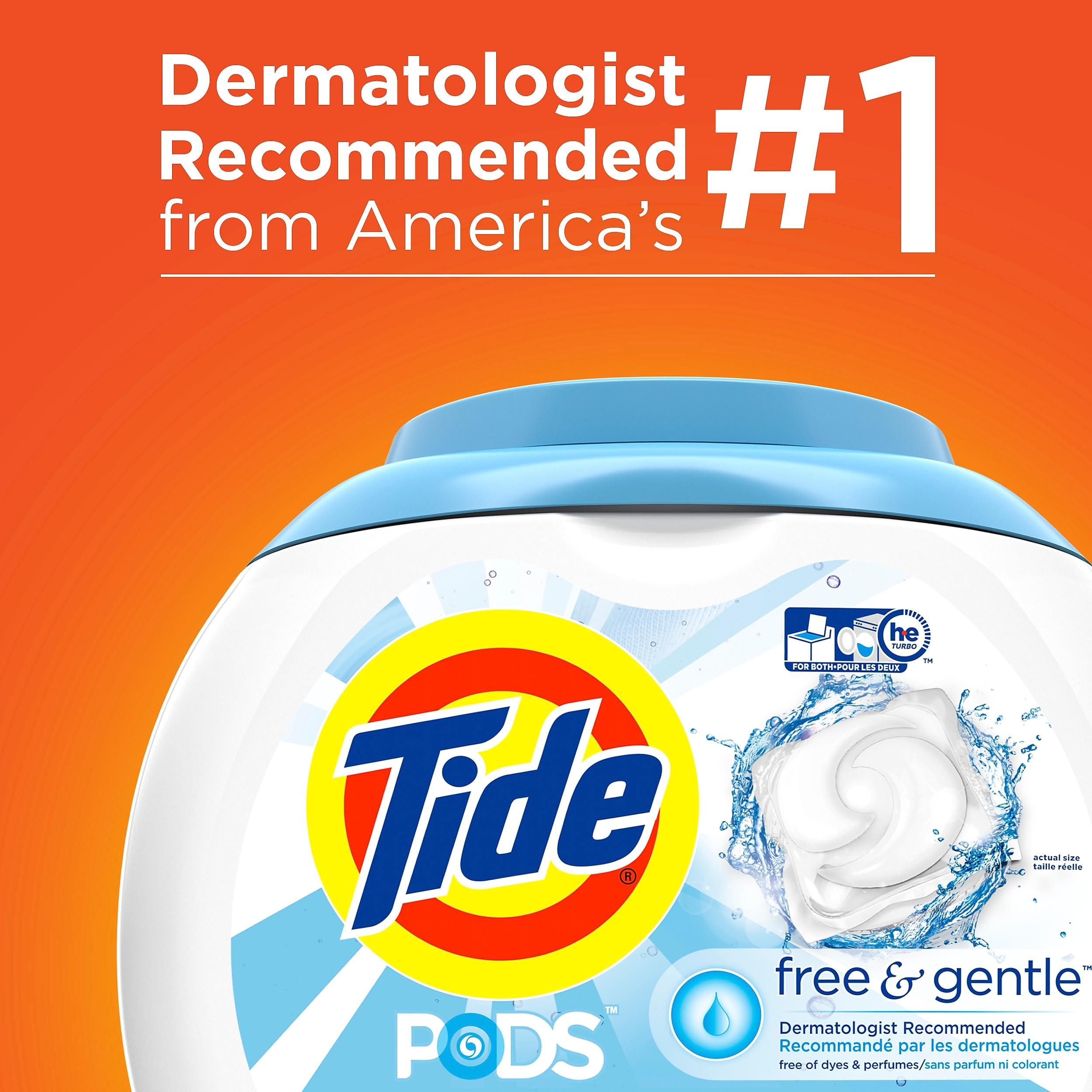 Tide PODS Free and Gentle, Laundry Detergent Soap PODS, HE, 96 Count - Unscented and Hypoallergenic for Sensitive Skin, Free and Clear of Dyes and Perfumes - Image 6