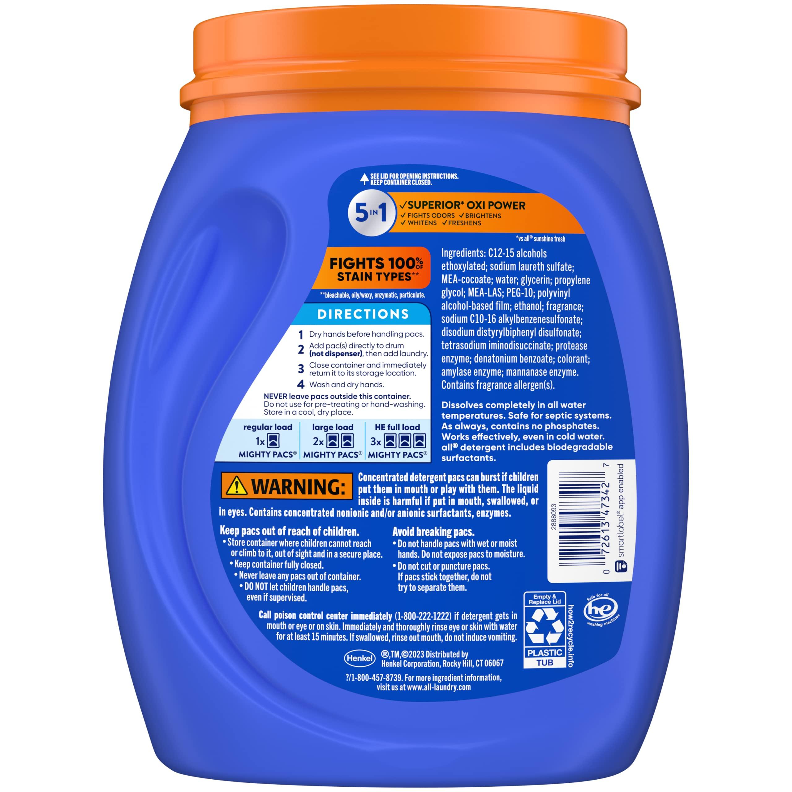 all fresh clean, OXI + Odor Lifter, MIGHTY PACS Laundry Detergent Pacs, 60 Count - Image 3