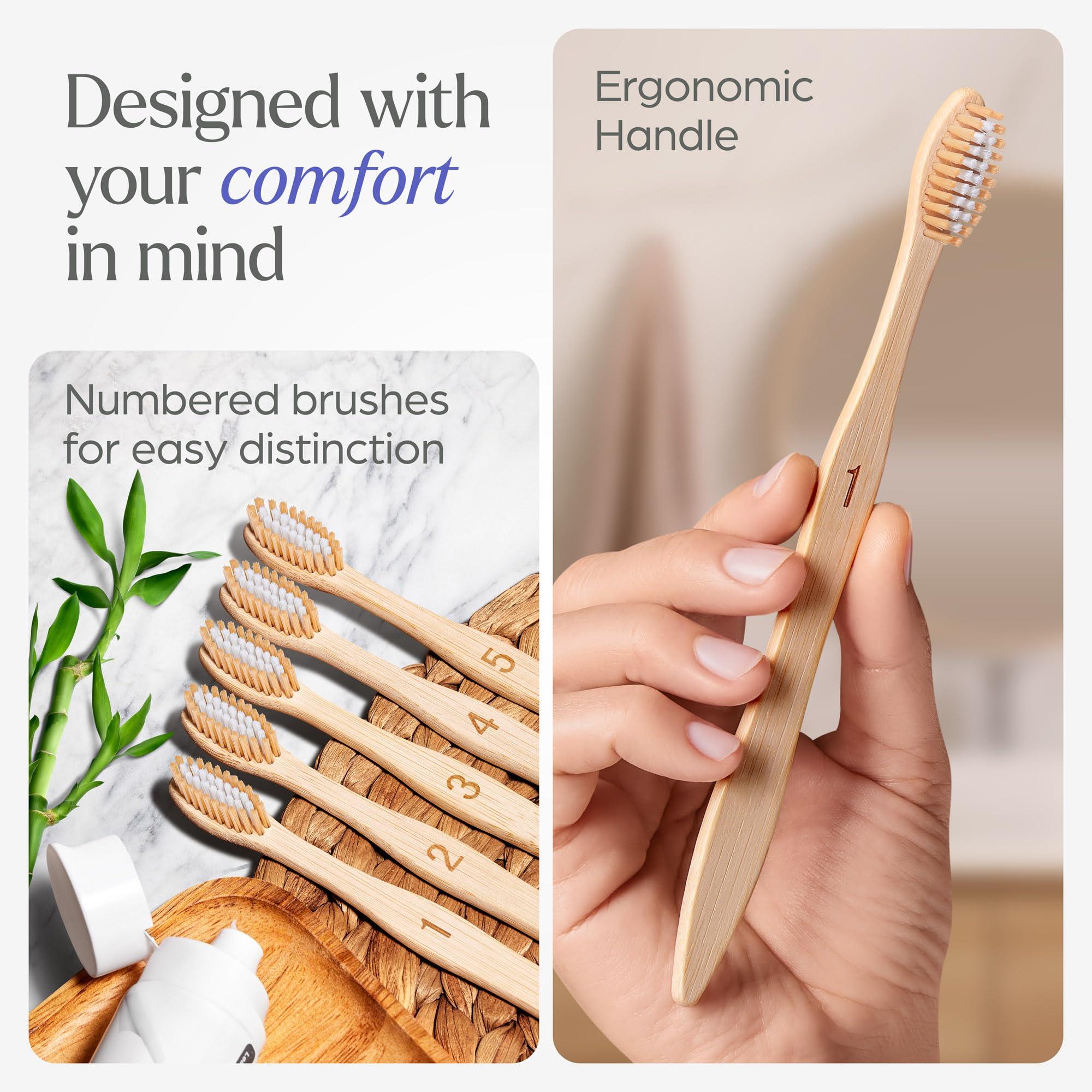 VIVAGO Bamboo Toothbrushes Medium Bristles 10 Pack - BPA Free Medium Bristles Toothbrushes for Adults - Eco-Friendly, Natural Wooden Toothbrush - Image 6