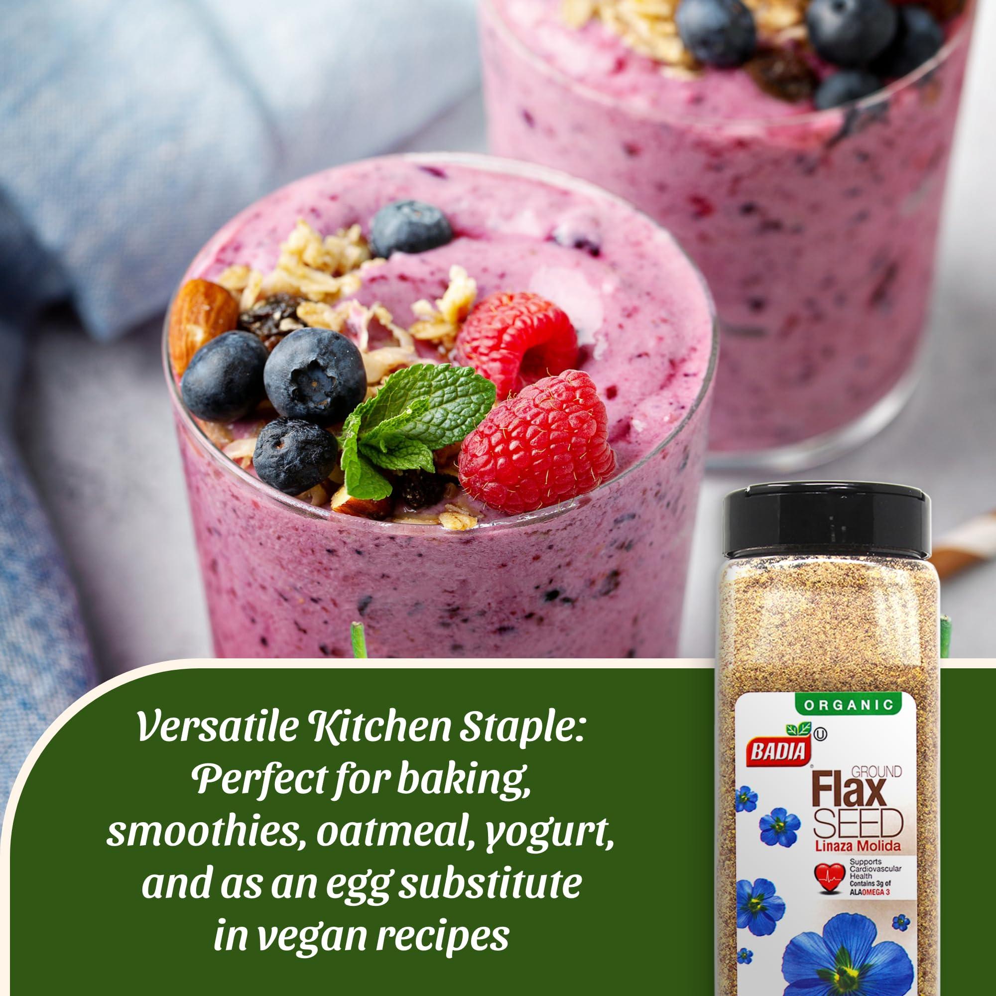 Badia Organic Ground Flax Seed, 16 oz - Superfood High in Fiber & Omega-3, Certified Organic, Non-GMO, Baking, Smoothies & Cooking - Image 3