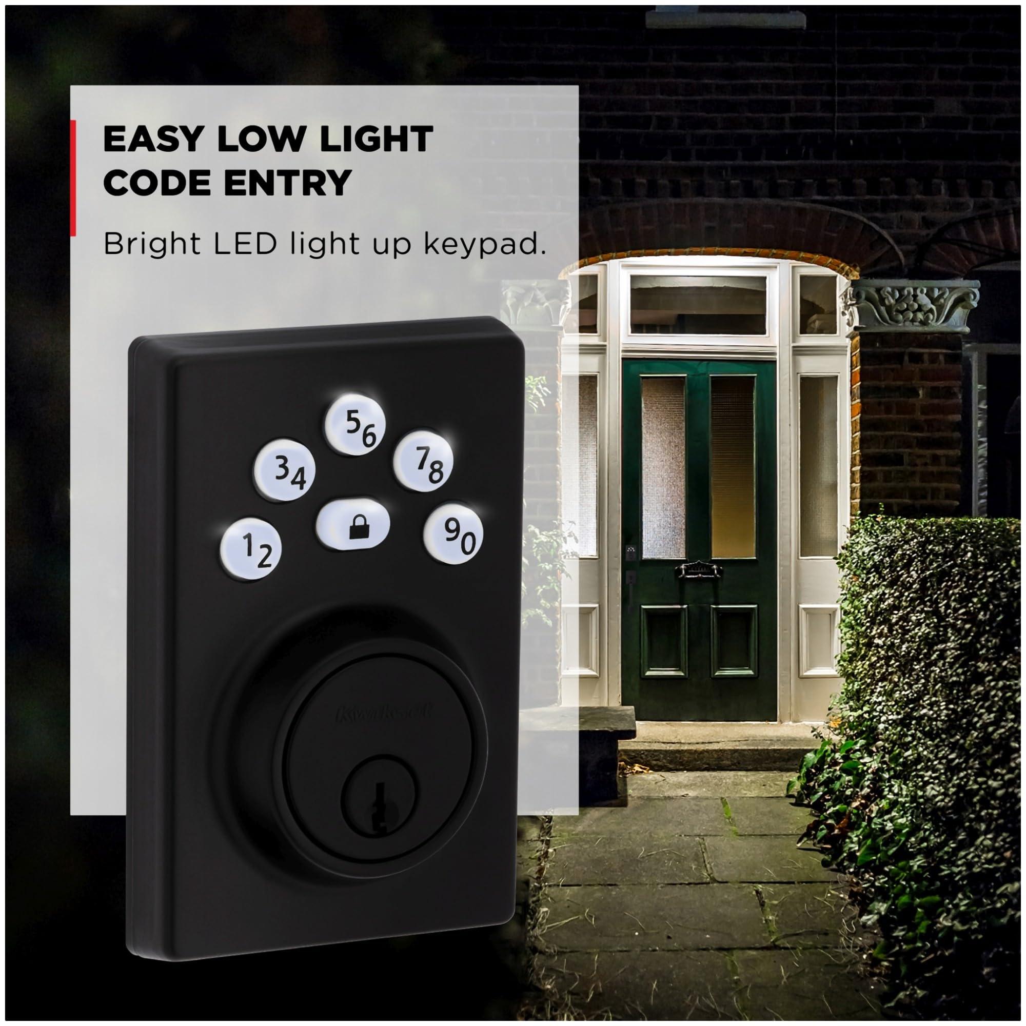 Kwikset 9240CNT-514 Contemporary Powerbolt Electronic SmartCode Deadbolt with RCAL Latch and RCS Strike Matte Black Finish - Image 4