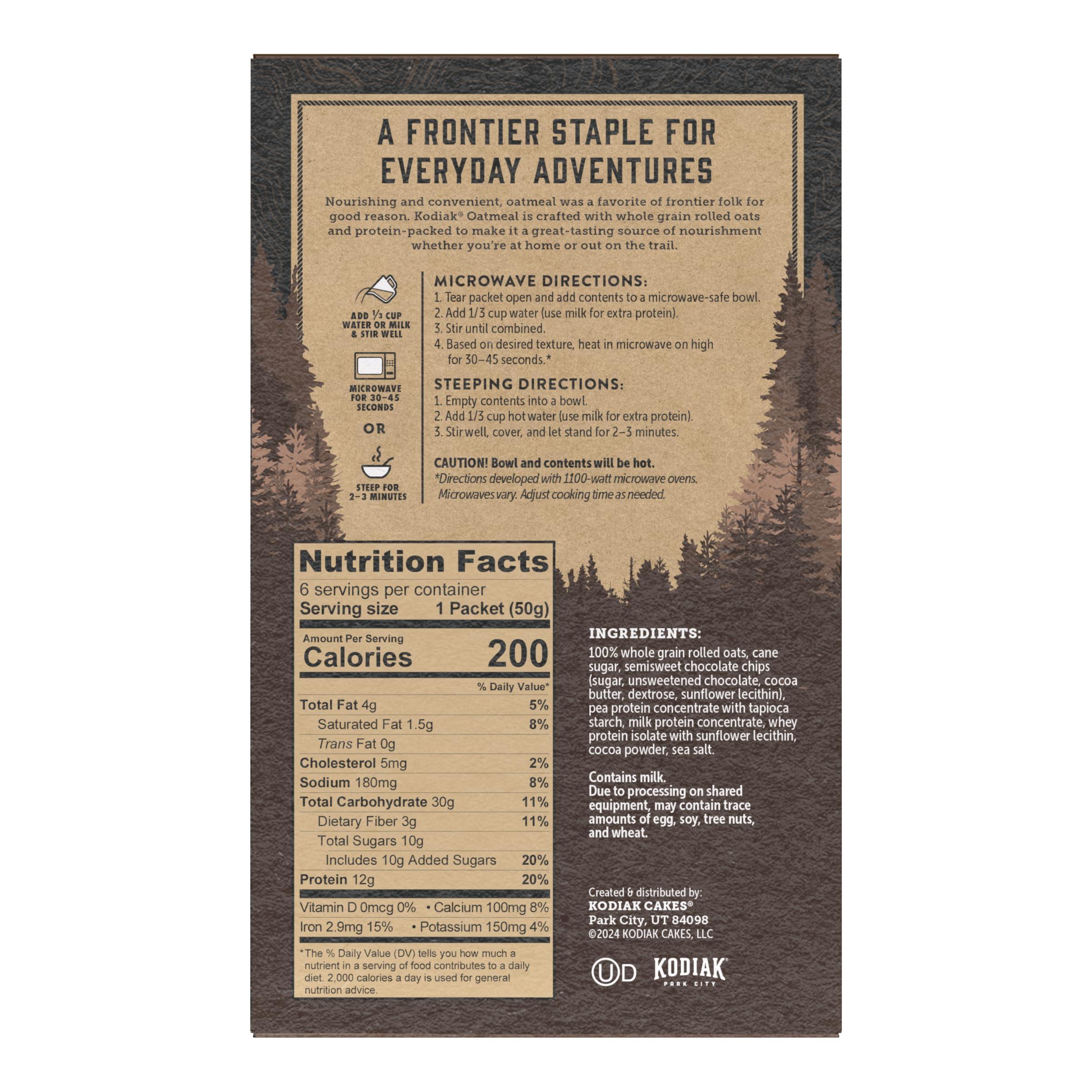Kodiak Cakes Instant Oatmeal Packets - High Protein - 100% Whole Grains Breakfast Food - Chocolate Chip (36 Packets) - Image 3