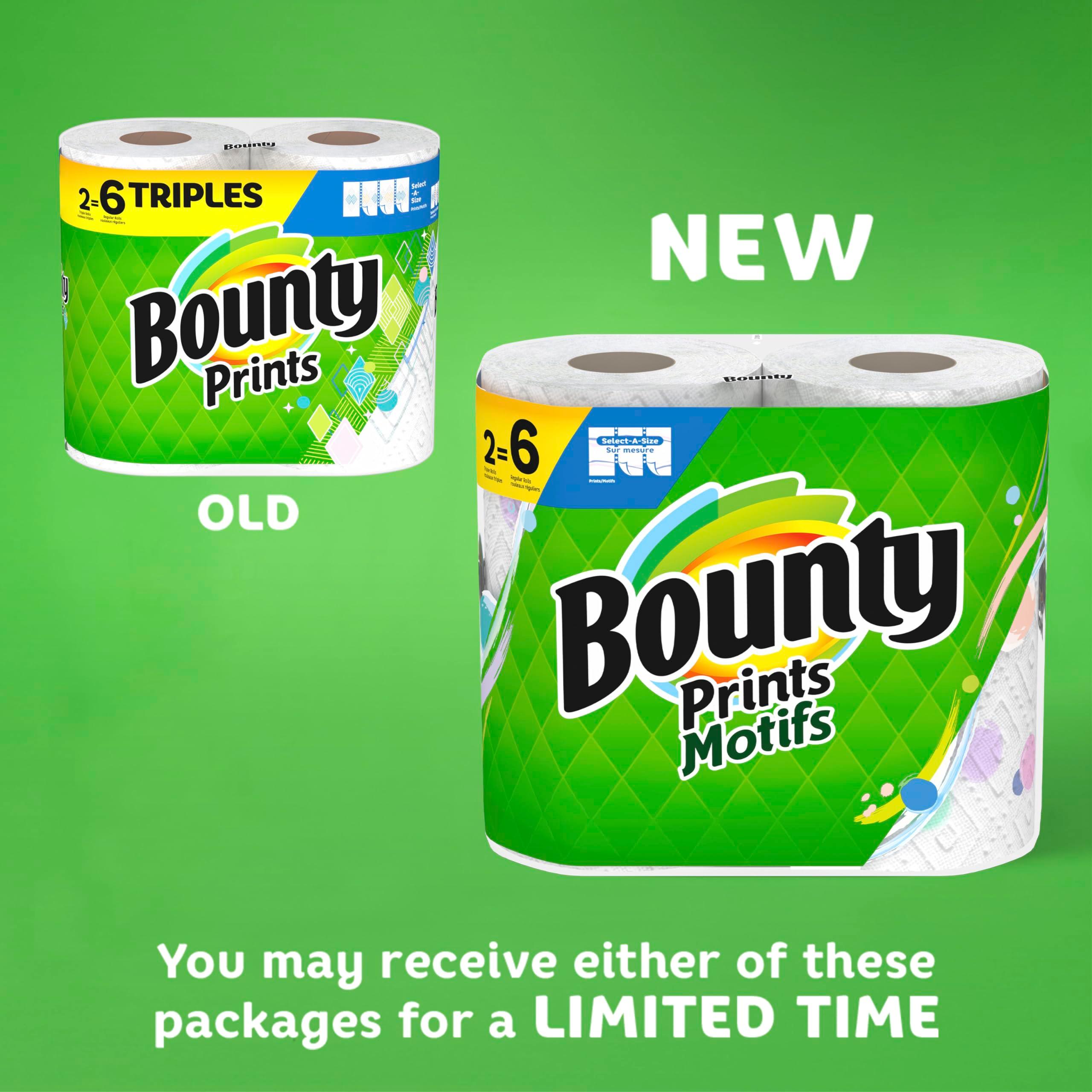 Bounty Select-A-Size Paper Towels, Prints, 2 Triple Rolls = 6 Regular Rolls (Packaging May Vary) - Image 2