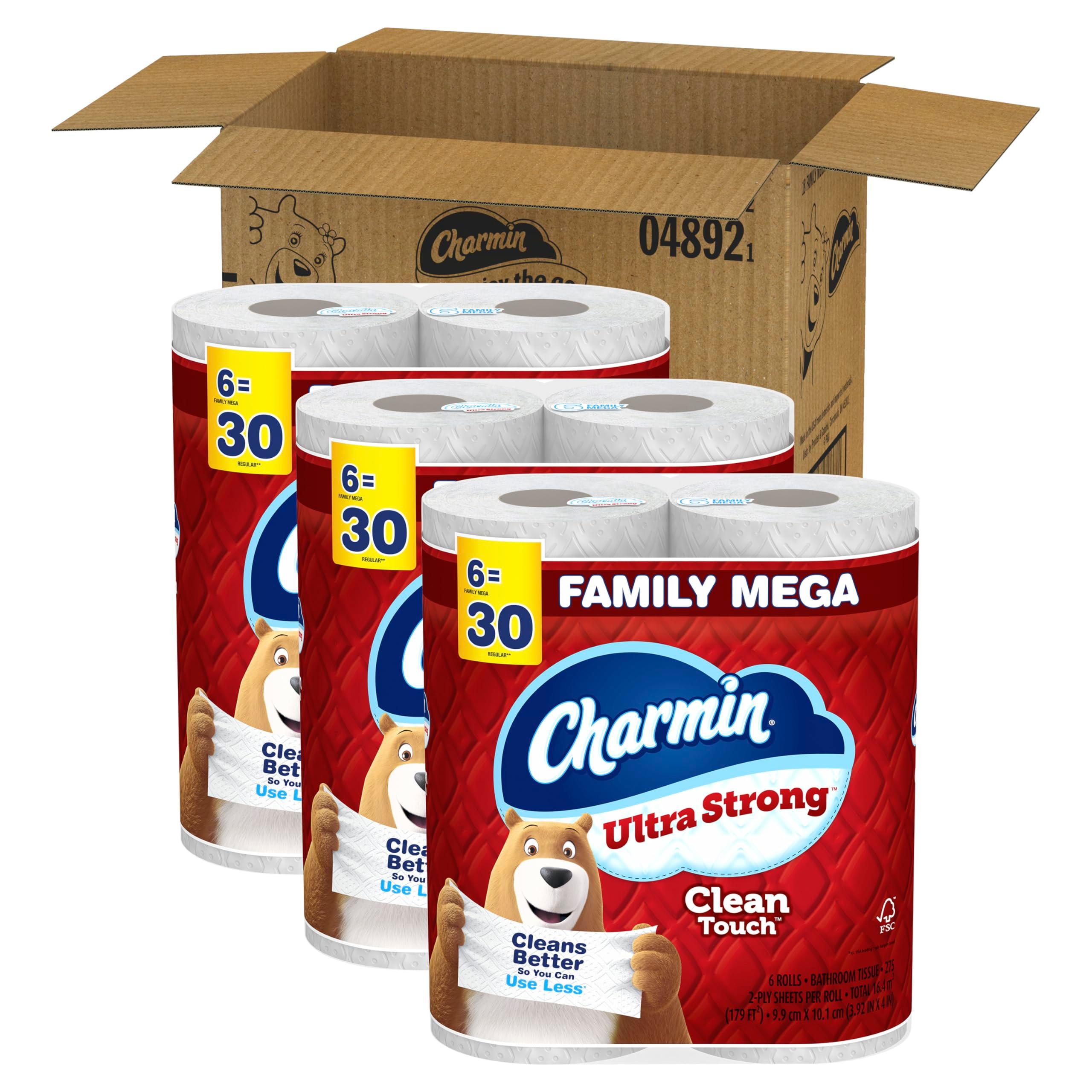Charmin Ultra Strong Clean Touch Toilet Paper, 18 Family Mega Rolls = 90 Regular Rolls - Image 8