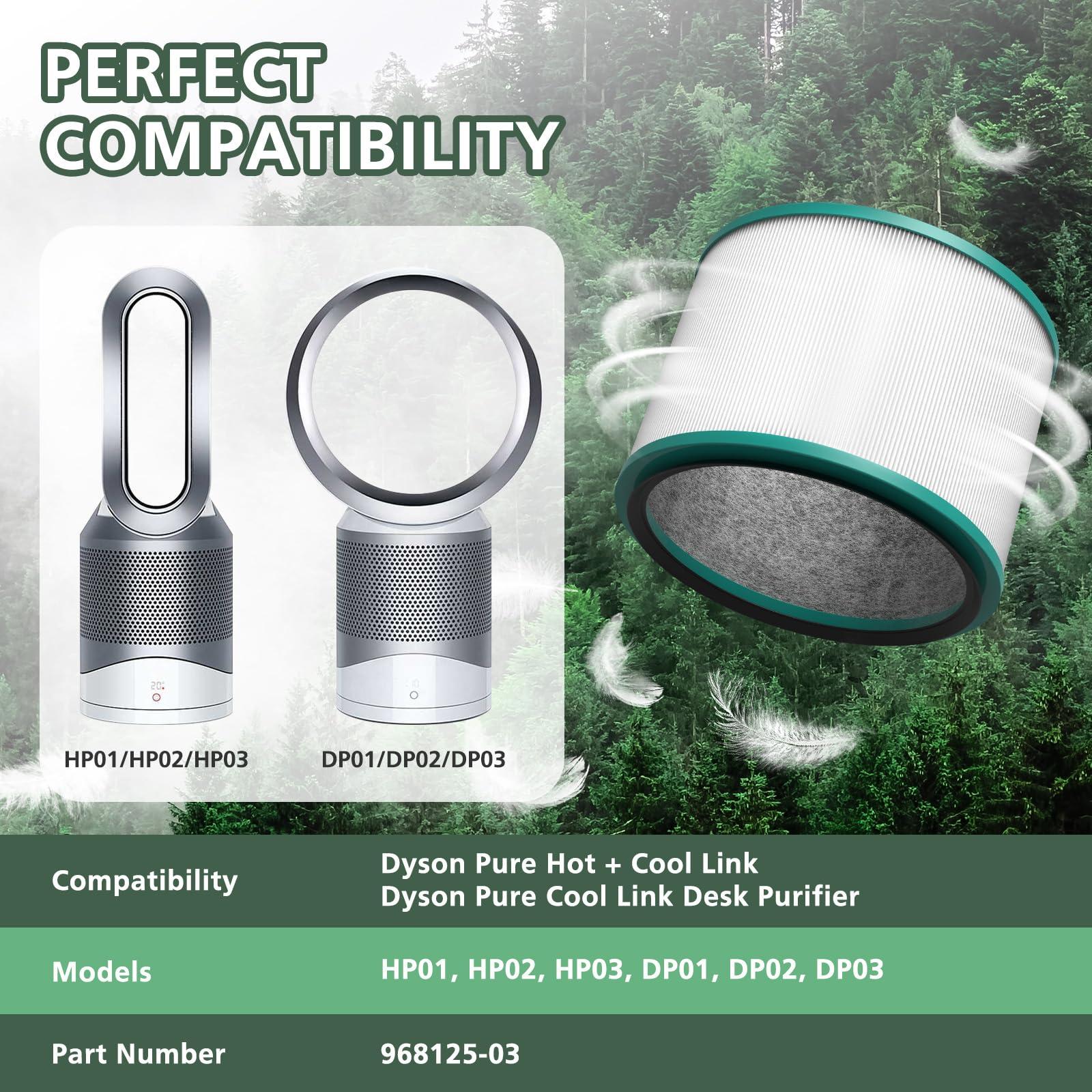 2 Pack HP01 HP02 HEPA Filter Replacement Compatible with Dyson HP01 HP02 DP01 DP02 Desk Purifiers, Replaces Part # 968125-03, Fit for Dyson Pure Hot Cool Link Air Purifier Filter - Image 3