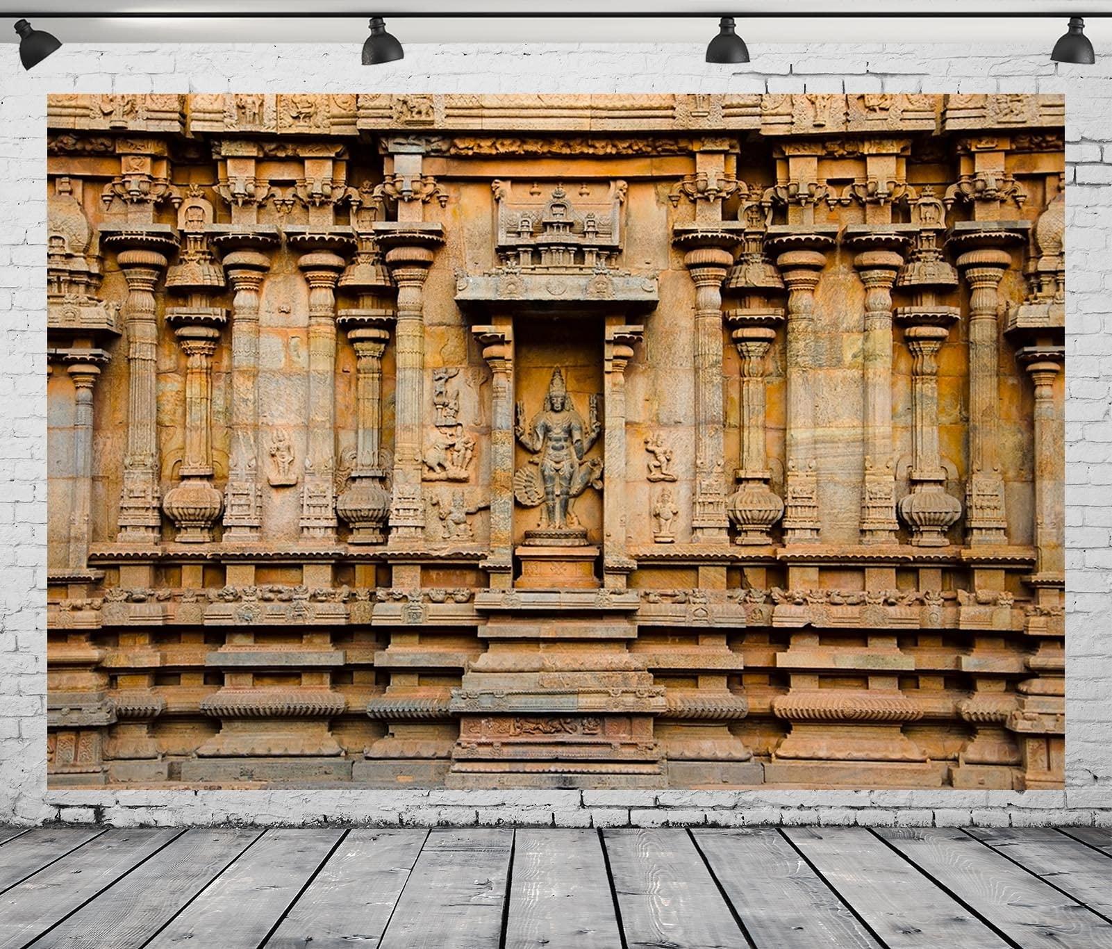 BELECO 7x5ft Fabric Indian Hindu Temple Backdrop Carved Idol on The Wall of Brihadishvara Temple, Thanjavur Background Hinduism Religion Background Indian Landmark Travel Photo Studio Props Wallpaper - Image 4