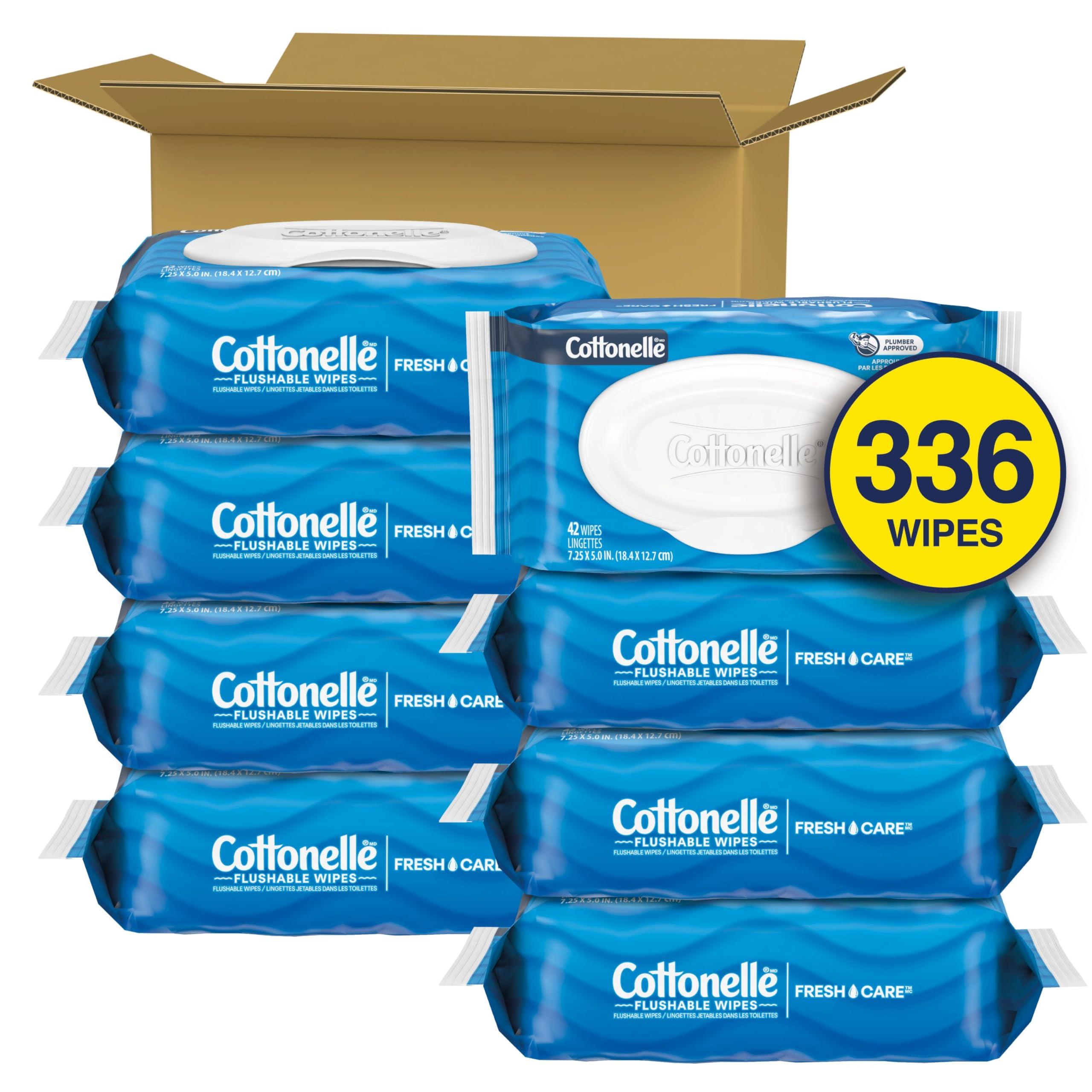 Cottonelle Fresh Feel Flushable Wet Wipes, Adult Wet Wipes, 8 Flip-Top Packs, 42 Wipes Per Pack (336 Total Wipes), Packaging May Vary - Image 2