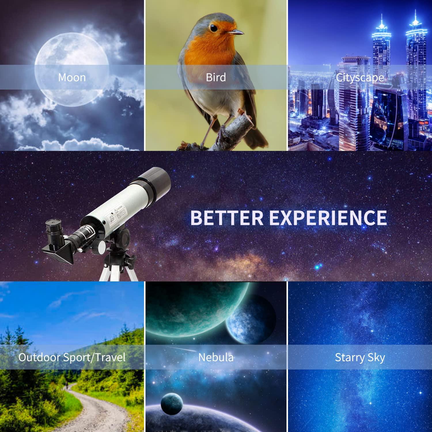 Mijiaowatch Kids Telescope - 360/50mm 90X Zoom HD Monocular Space Telescope with Tripod for Kids/Adult/Beginners (Blue) - Image 9