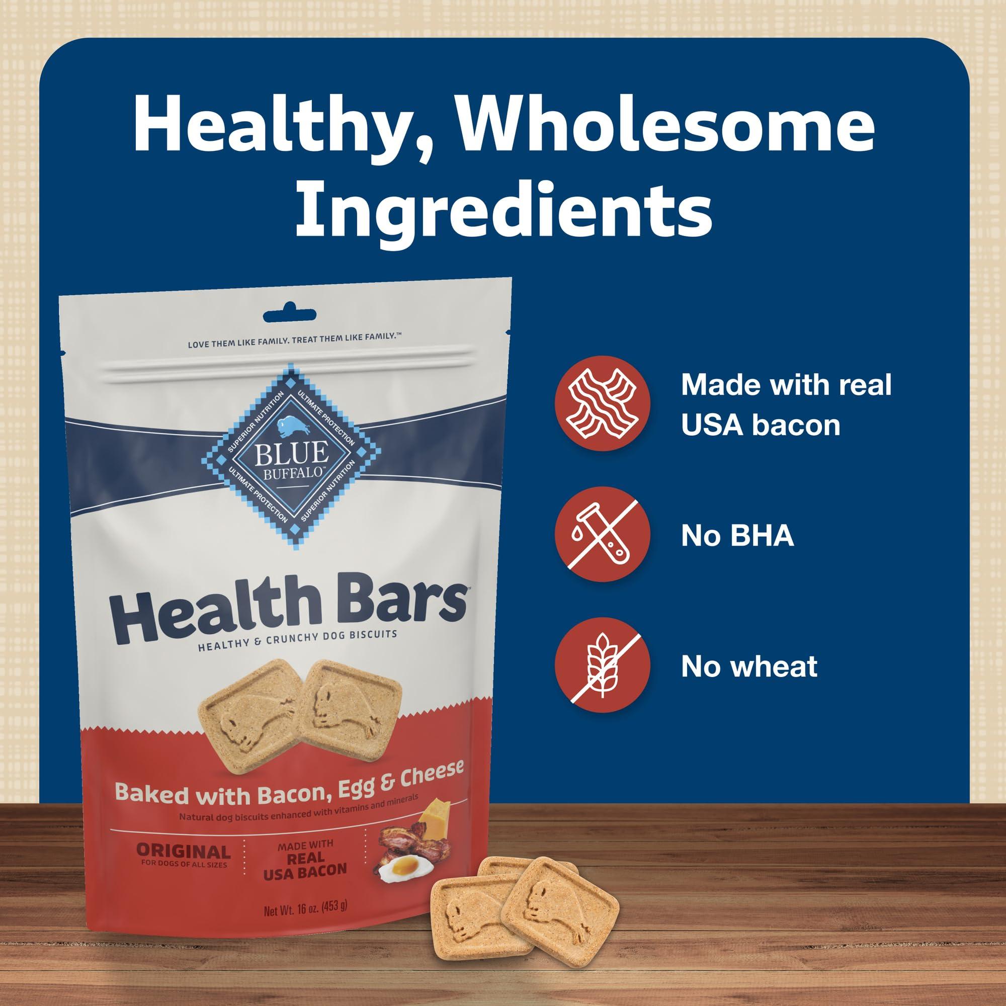 Blue Buffalo Health Bars Crunchy Dog Biscuits, Oven-Baked With Natural Ingredients, Bacon, Egg & Cheese , 16-oz Bag - Image 8