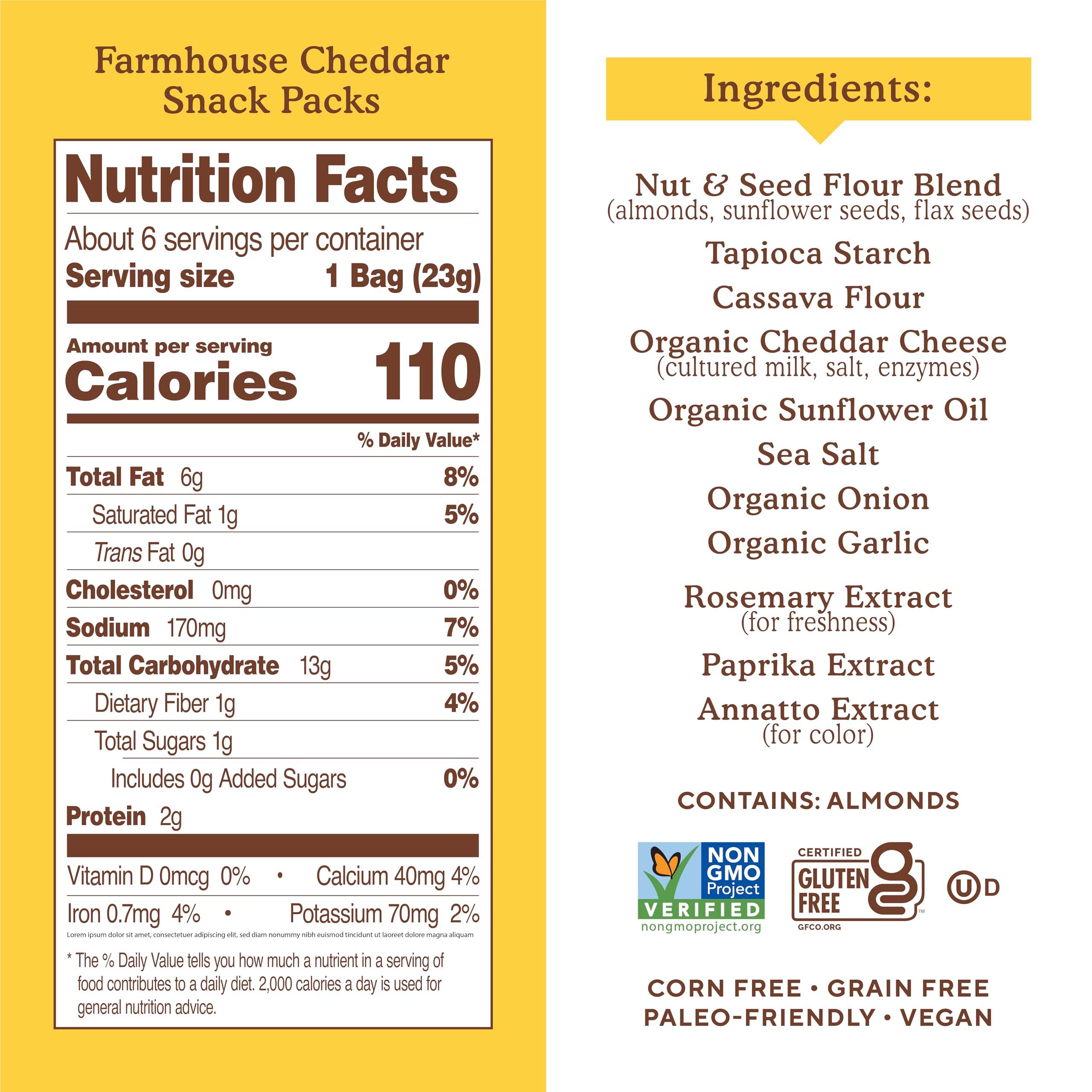 Simple Mills Almond Flour Crackers, Farmhouse Cheddar Snack Packs - Gluten Free, Healthy Snacks, 4.9 Ounce (Pack of 1) - Image 2