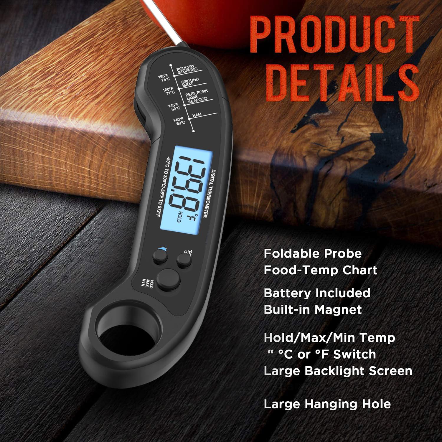Meat Thermometer Digital, Instant Read Meat ThermometerI for Grill and Cooking, Waterproof Food Thermometer for Kitchen and Outside, BBQ, Turkey, Candy, Liquids, Beef - Image 4