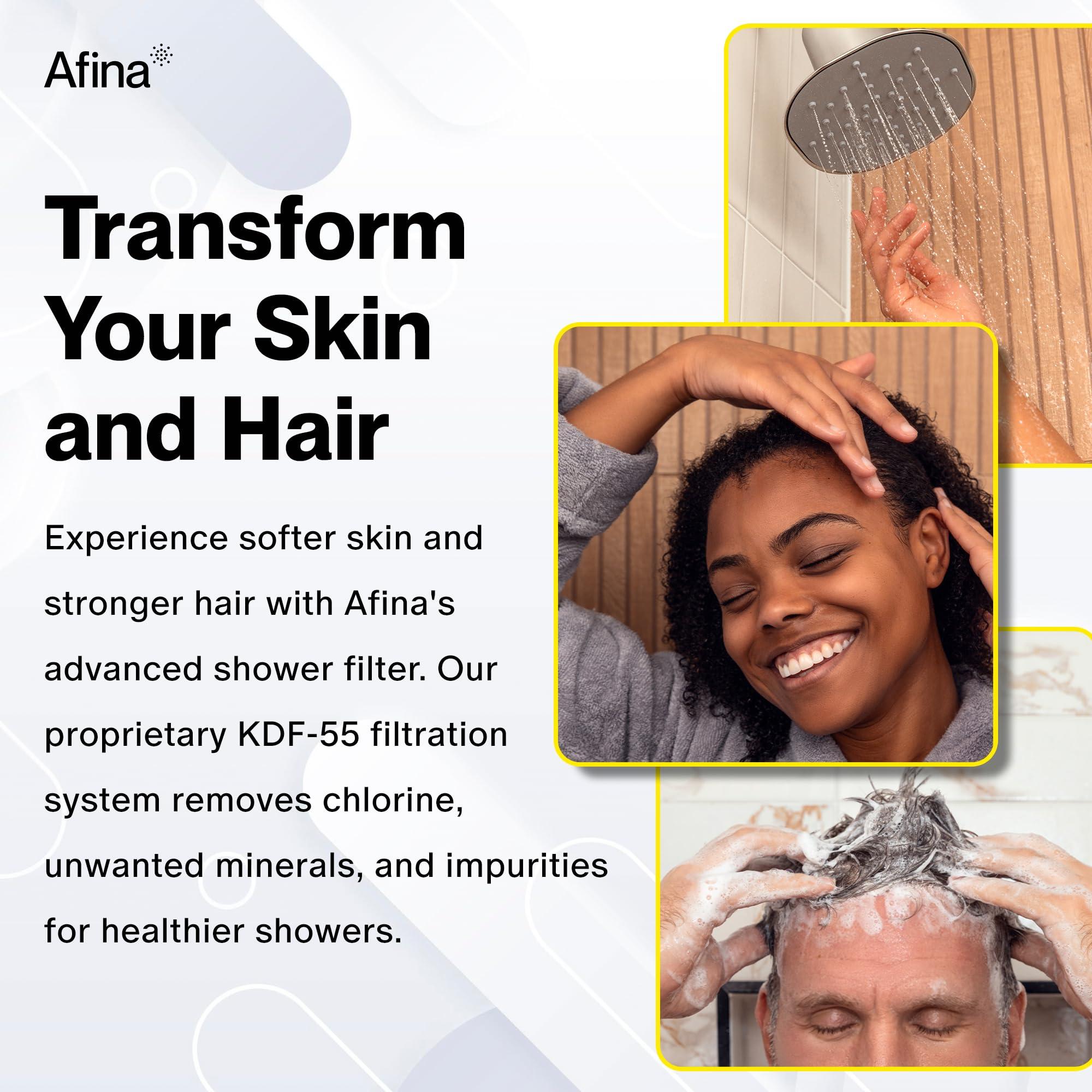 Afina Filtered Shower Head, Filter for Hard Water | Improves Skin & Hair by Reducing Chlorine & Heavy Metals from Hard Water | High Pressure Shower Filter Head for Hard Water (Chrome) - Image 4