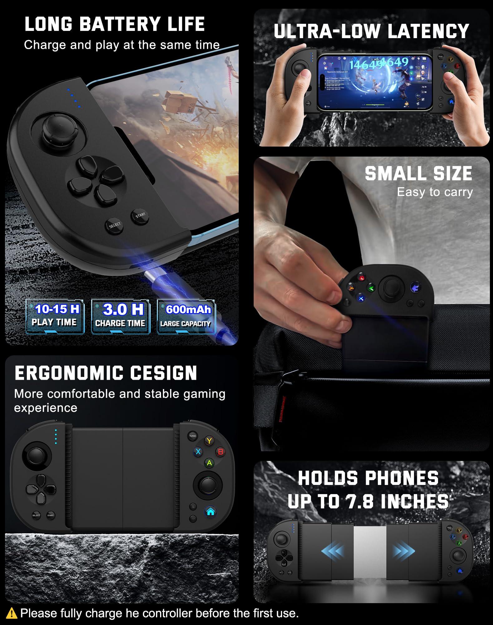Joso Phone Controller for iPhone, Android, wireless Game Joystick with Hall Effect Joystick/Turbo, Gaming Controller for iPhone 16/15/14/13/12 Series, Galaxy S24/23/S22/S21 Series Play Roblox & More - Image 2