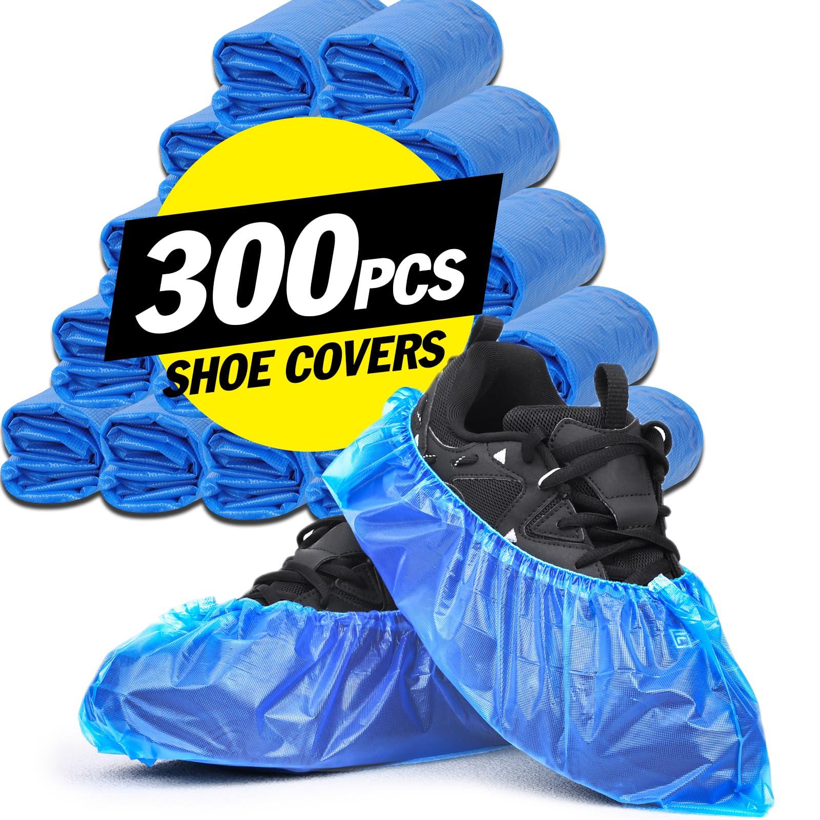 300 PCS (150 pairs) Shoe Covers Disposable Non Slip, Waterproof Booties for Shoes Covers for Indoors, Fits Up to Size 11 US Men and 13 US Women, Blue