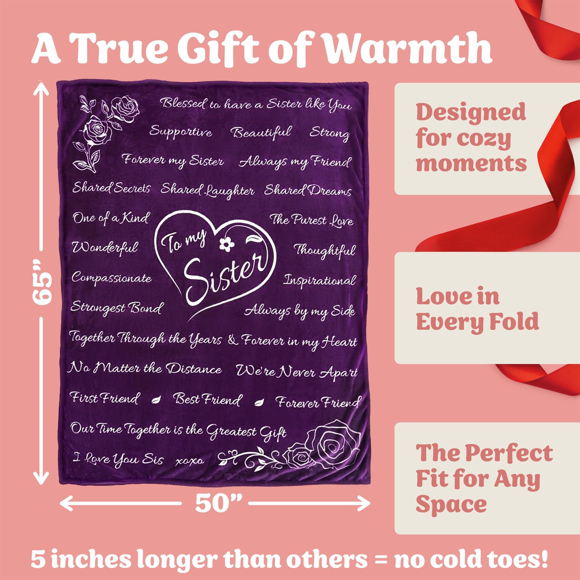 Gifts for Sister from Sister Birthday Gifts, Cozy Throw Blanket, Thoughtful Presents for Women, Soft Blanket for Her, Unique Gift Ideas, for Her (Purple) - Image 2