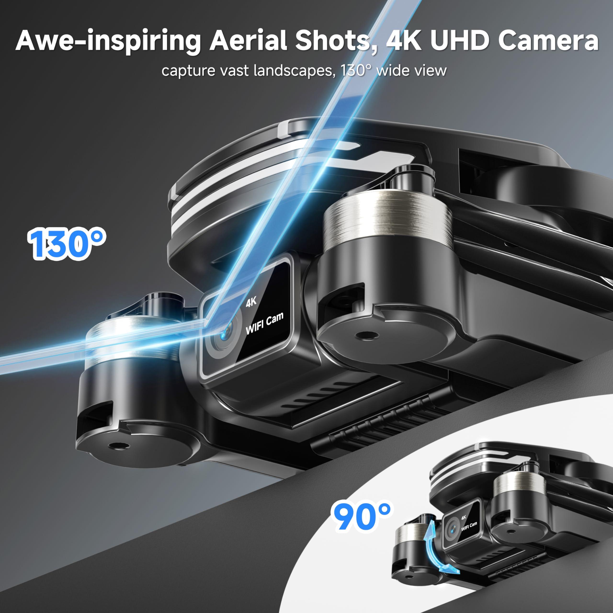 PLEGBLE Drones with Camera for Adults 4K Brushless Motor Drone for Kids Beginners, FPV Foldable RC Quadcopter with Propeller Guards, 2 Batteries, 1500mAh, 130° Lens, WiFi, Voice Control, Gesture Photography, Gift Toys for Men Boys - Image 3