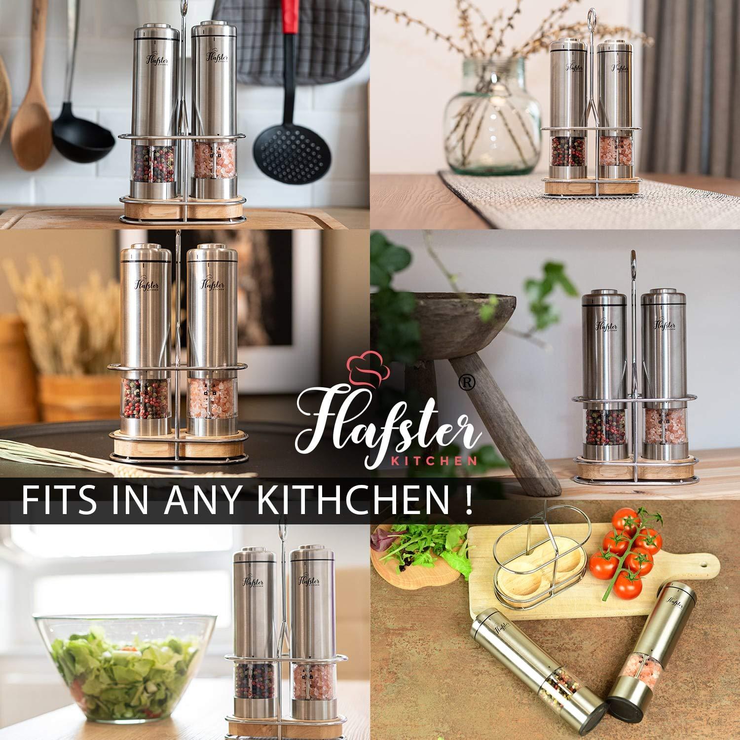 Premium Electric Salt and Pepper Grinder Set with Adjustable Coarseness, Battery-Operated Stainless Steel Design, One-Hand Operation, LED Light, and Spill-Proof Base – Ideal for Kitchen and Dining​ - Image 5